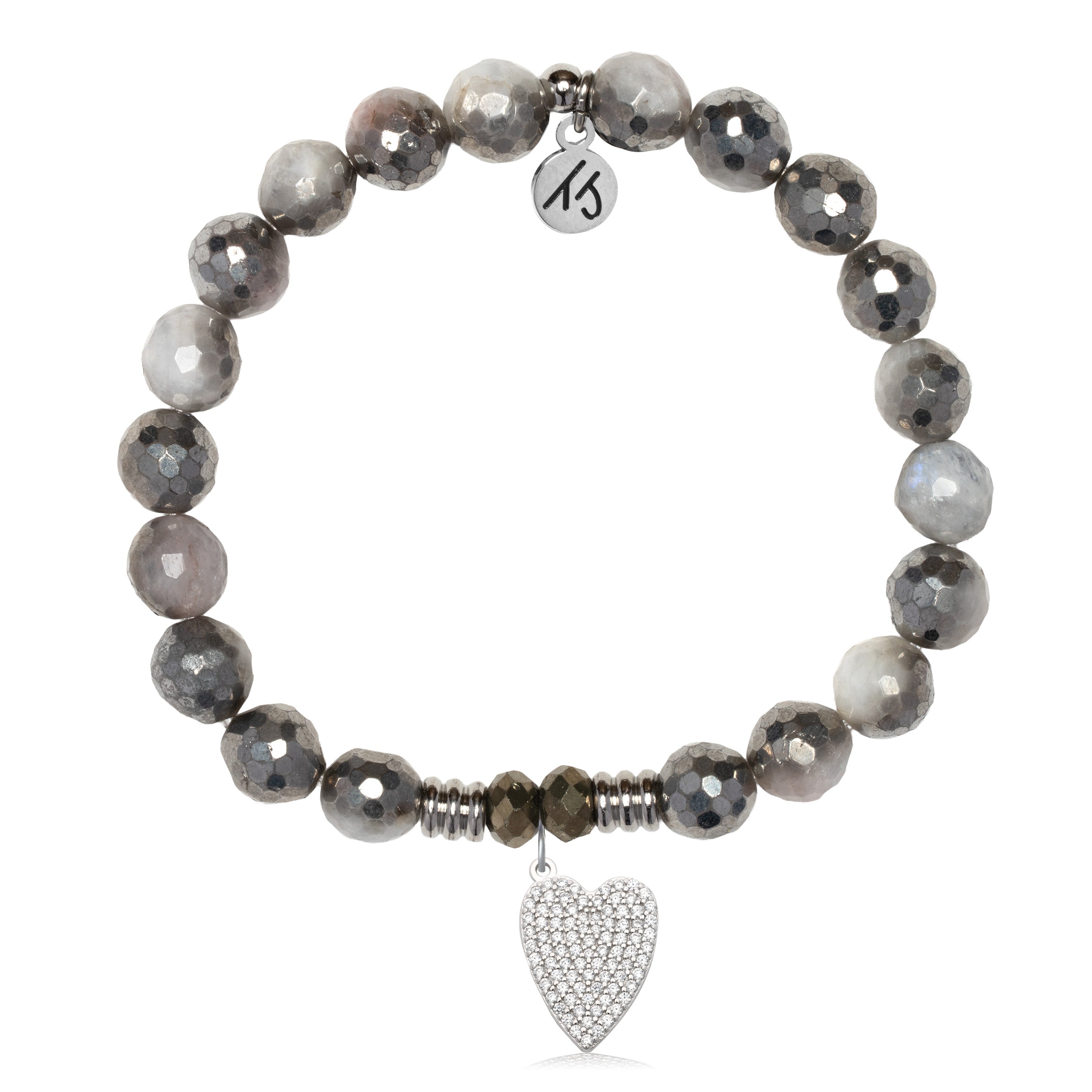 Silver Dipped White Moonstone Gemstone Bracelet with You Are Loved Sterling Silver Charm