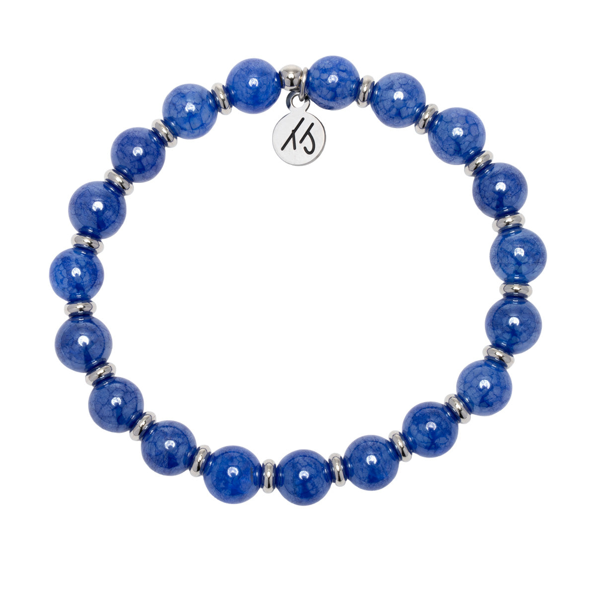 Silver Empowered Elegance Collection- Navy Agate Gemstone Bracelet Faire