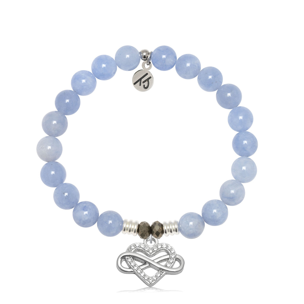 Sky Blue Jade Gemstone Bracelet with Endless Love Sterling Silver Charm