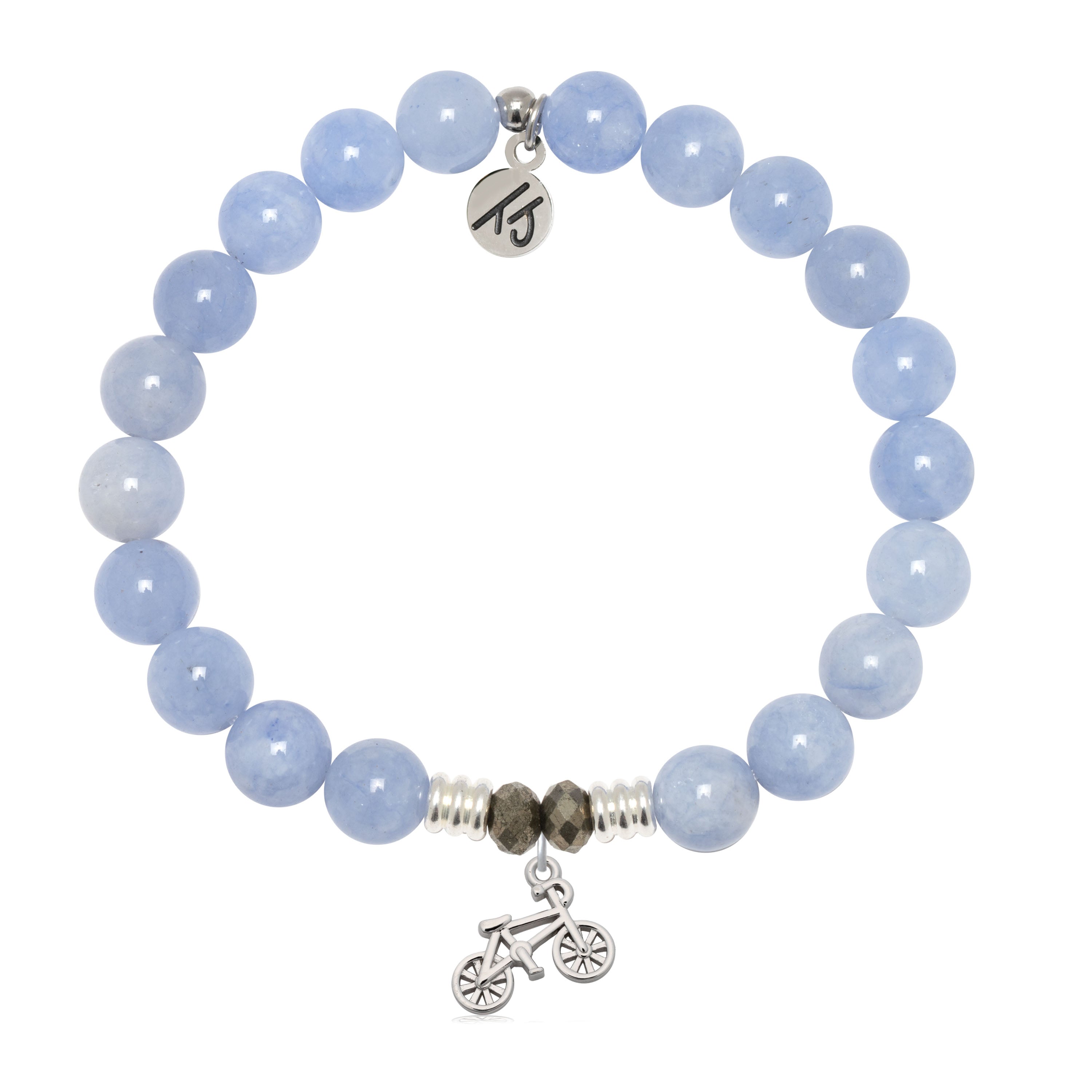 Sky Blue Jade Gemstone Bracelet with Just Cruise Sterling Silver Charm