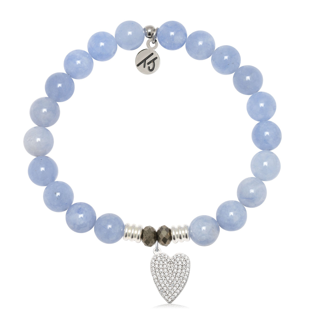 Sky Blue Jade Gemstone Bracelet with You Are Loved Sterling Silver Charm