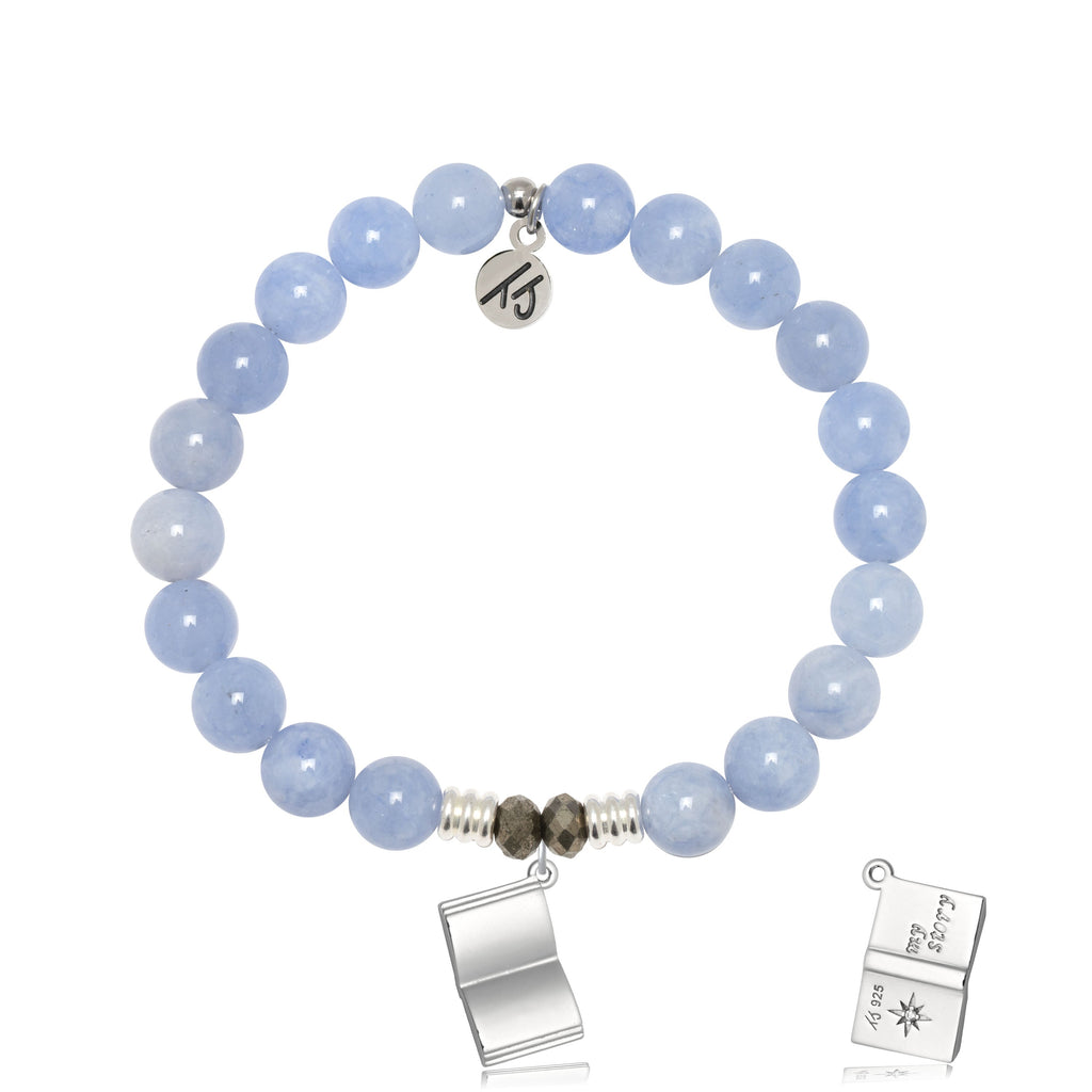 Sky Blue Jade Gemstone Bracelet with Your Story Sterling Silver Charm