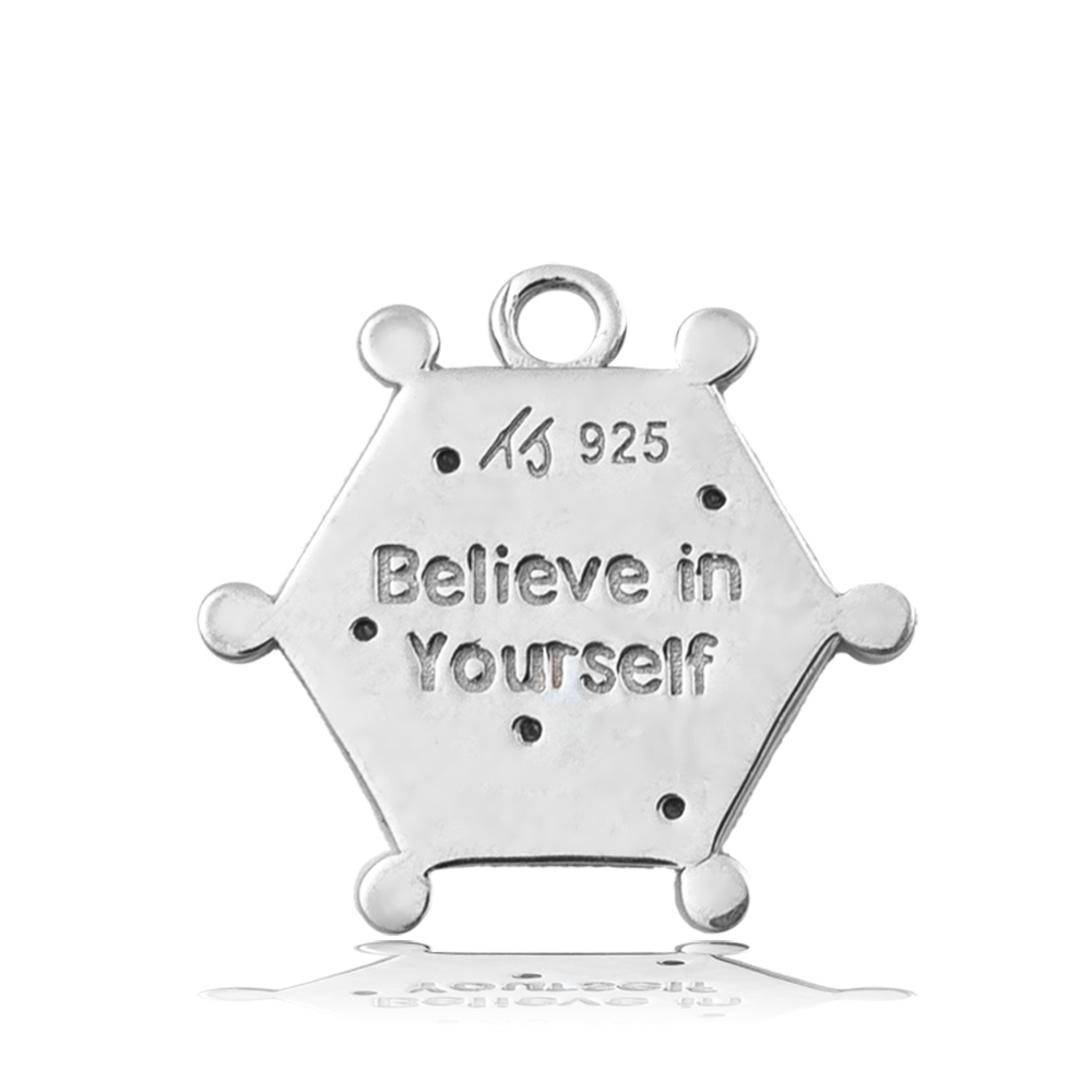 Sky Blue Jade Stone Bracelet with Believe in Yourself Sterling Silver Charm
