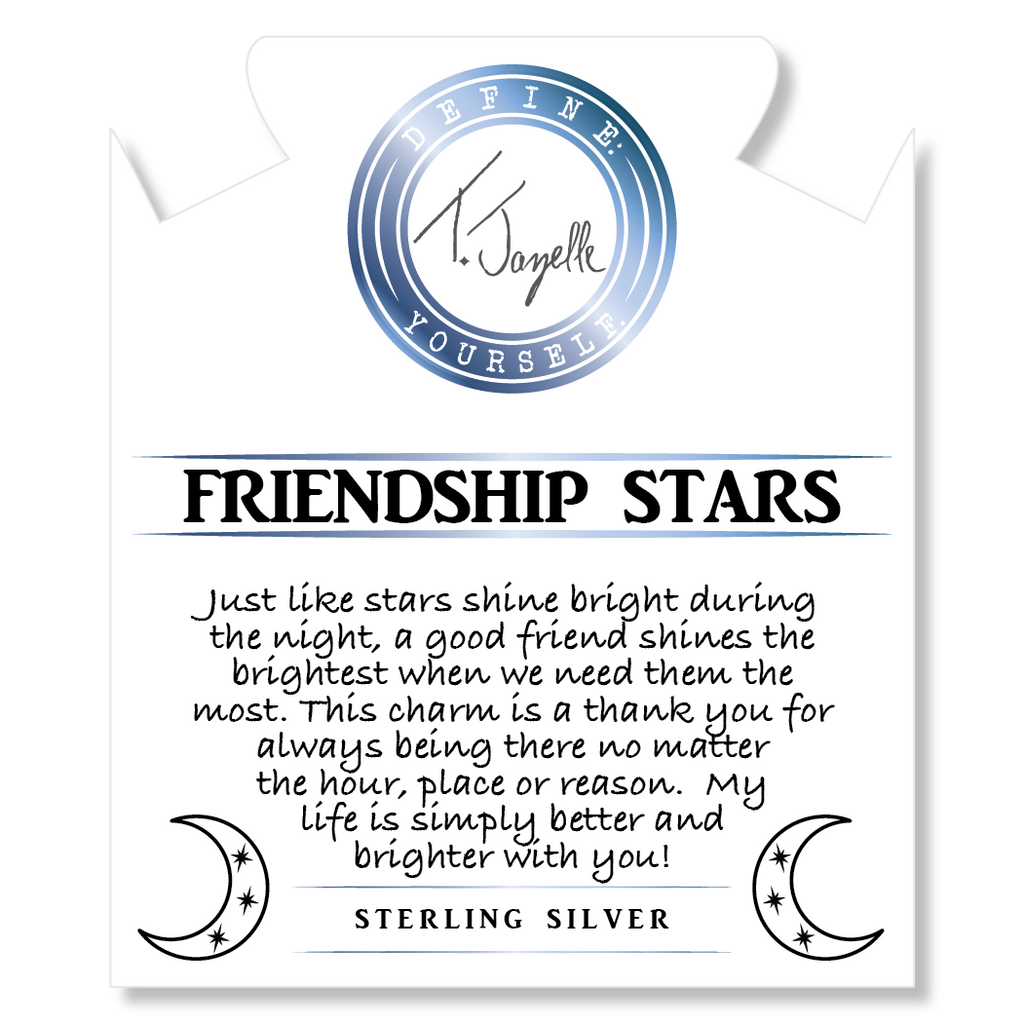 Sky Blue Jade Stone Bracelet with Friendship Stars Sterling Silver Charm