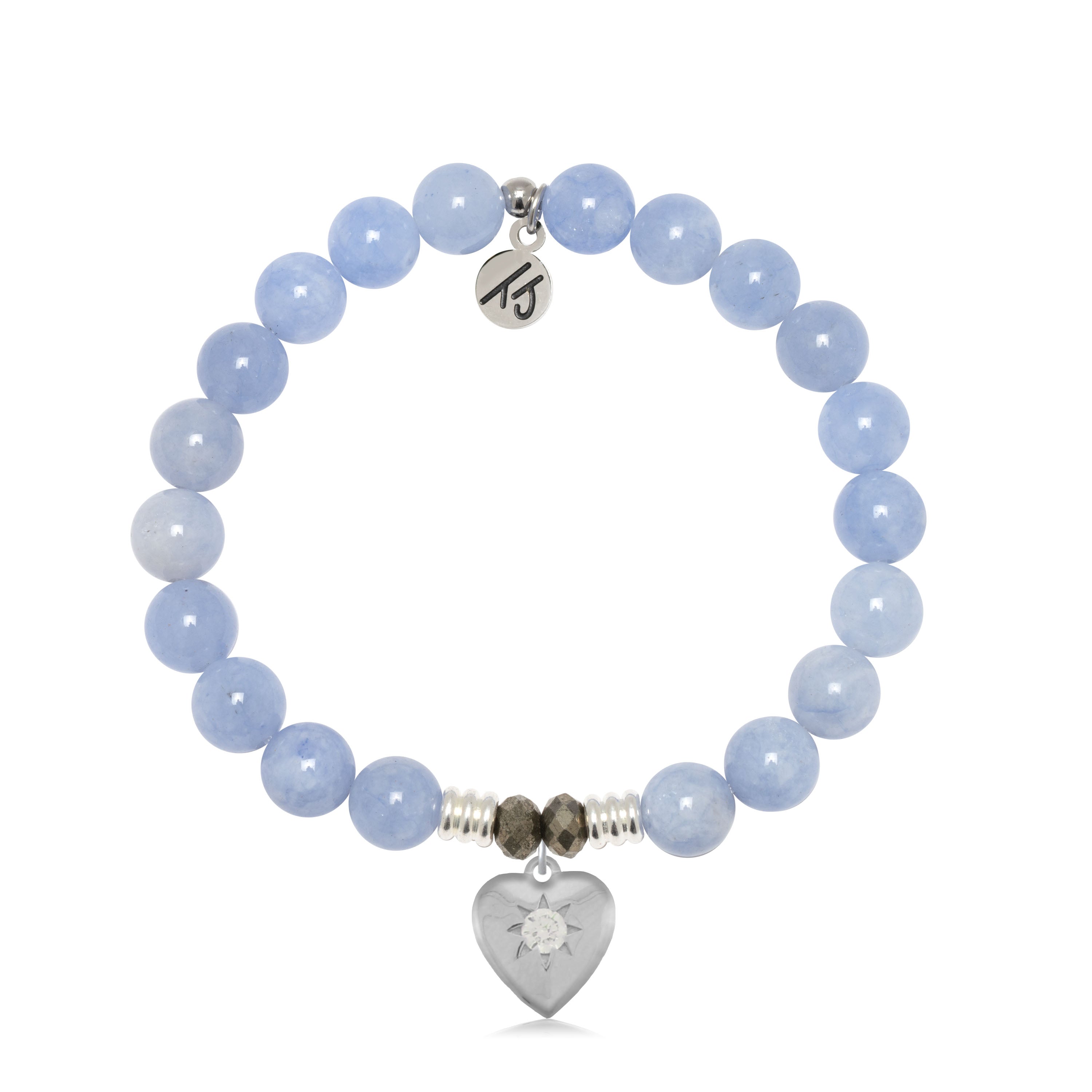 Sky Blue Jade Stone Bracelet with Self Love Sterling Silver Charm
