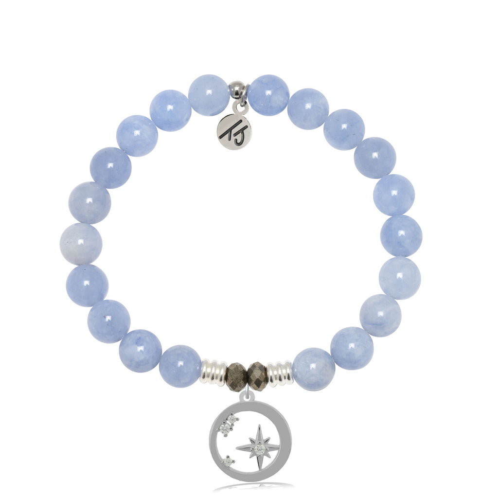 Sky Blue Jade Stone Bracelet with What is Meant To Be Sterling Silver Charm