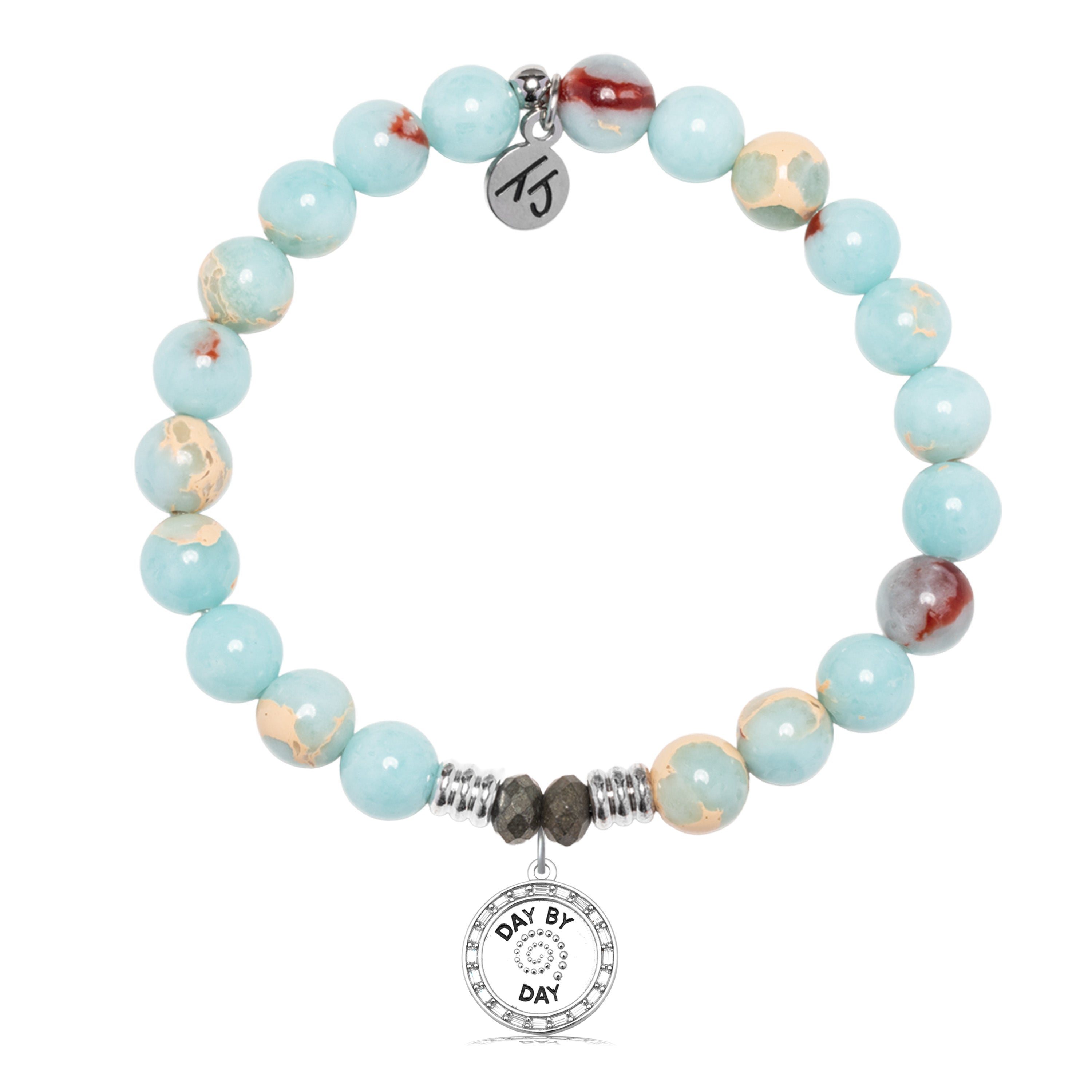 Snakeskin Jasper Gemstone Bracelet with Day by Day Sterling Silver Charm