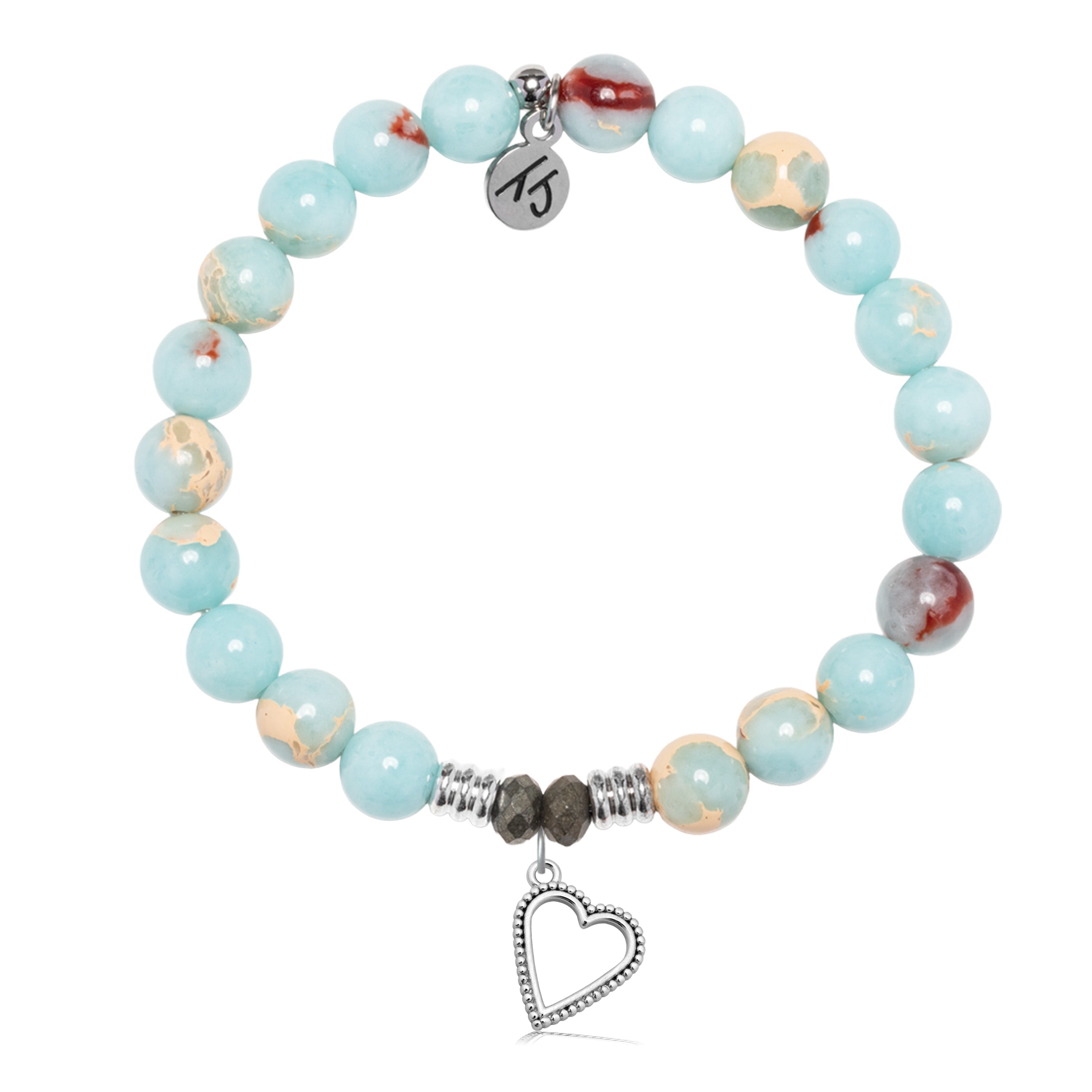 Snakeskin Jasper Gemstone Bracelet with Everlasting Love Sterling Silver Charm