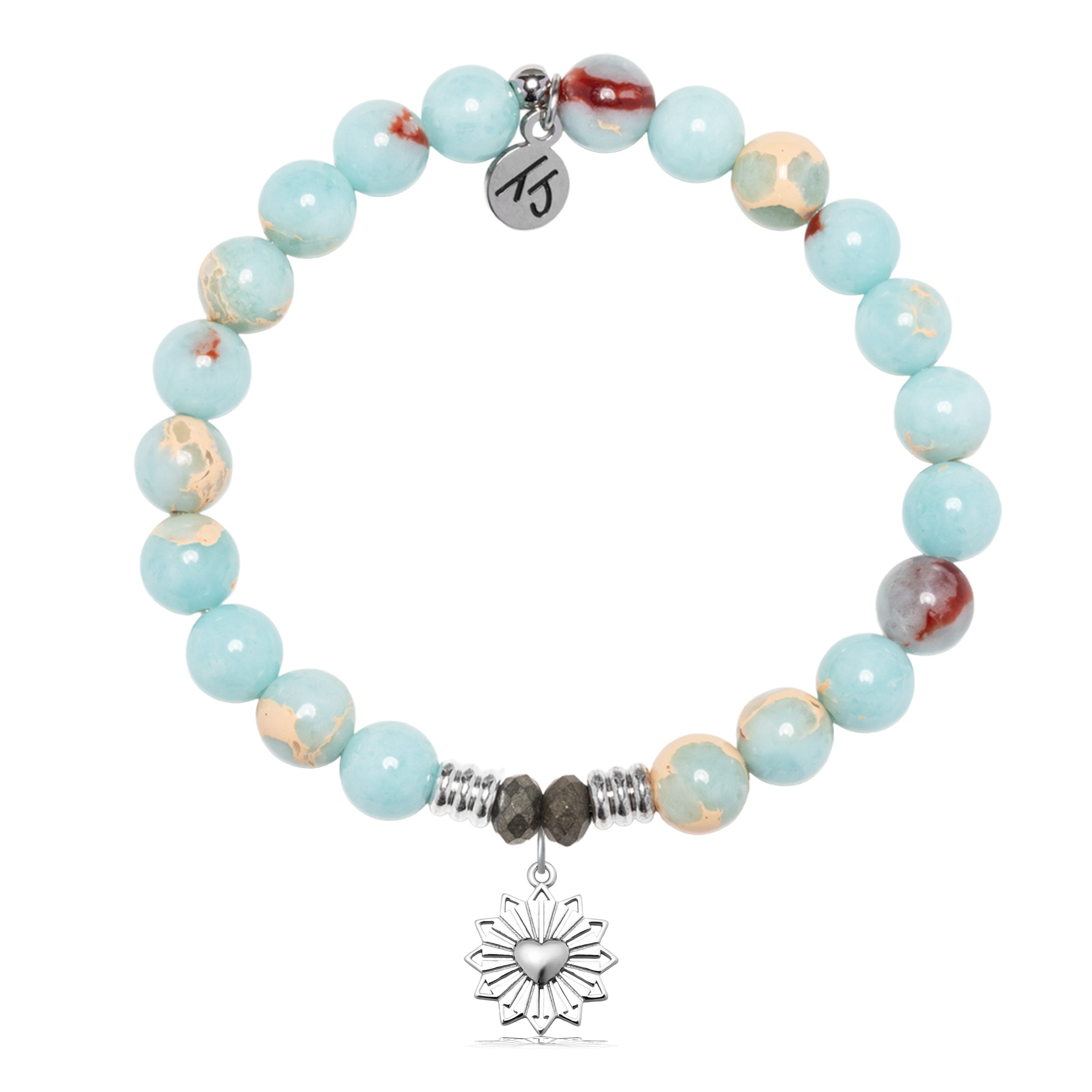 Snakeskin Jasper Gemstone Bracelet with Follow Your Heart Sterling Silver Charm