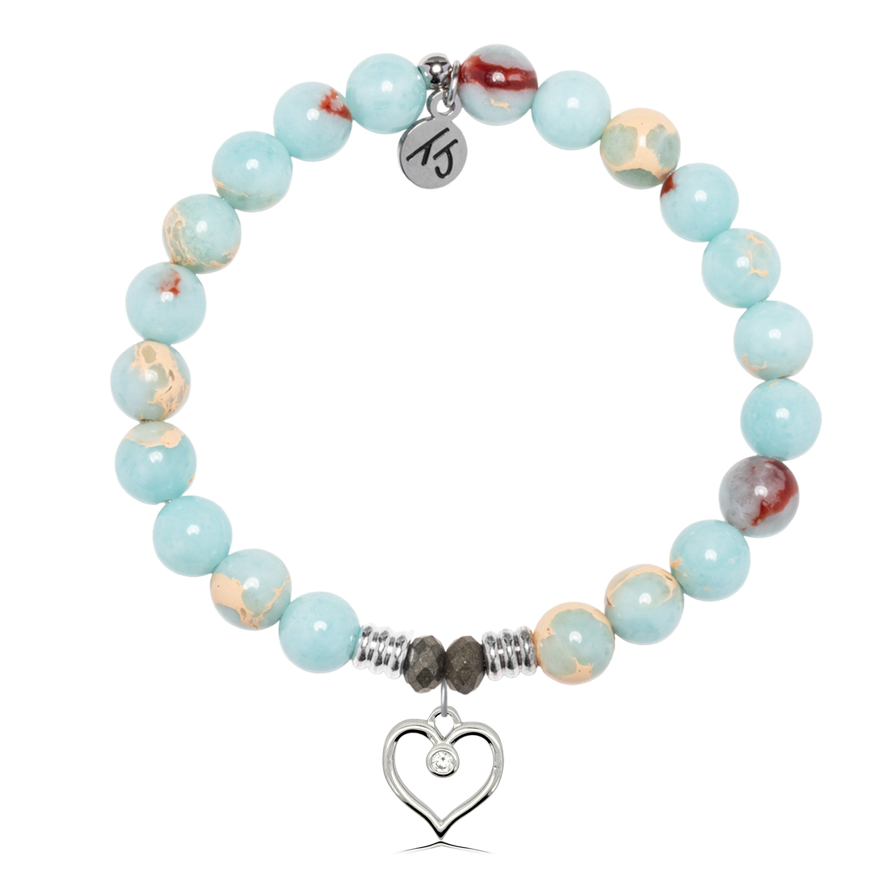 Snakeskin Jasper Gemstone Bracelet with Love Within Sterling Silver Charm