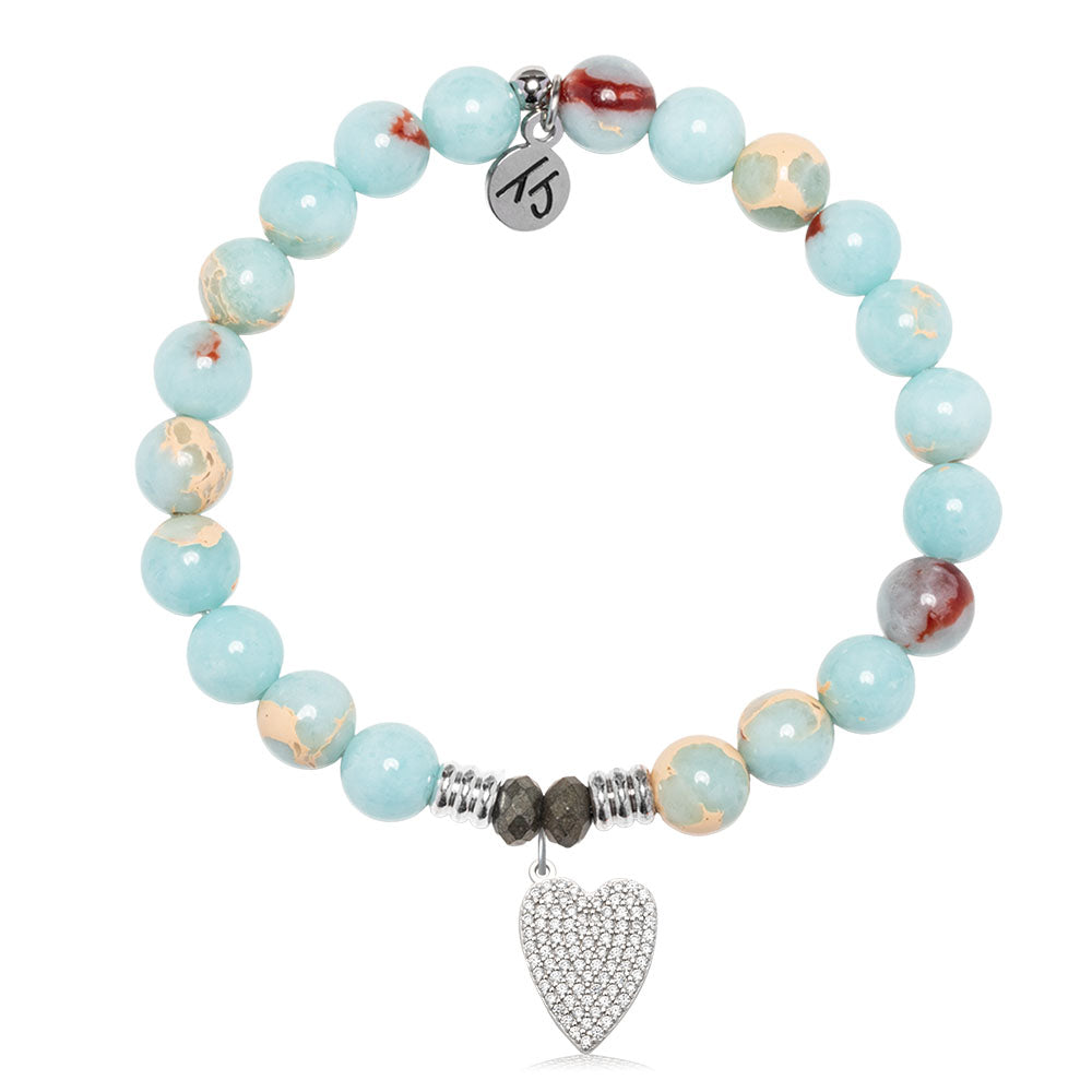 Snakeskin Jasper Gemstone Bracelet with You are Loved Sterling Silver Charm