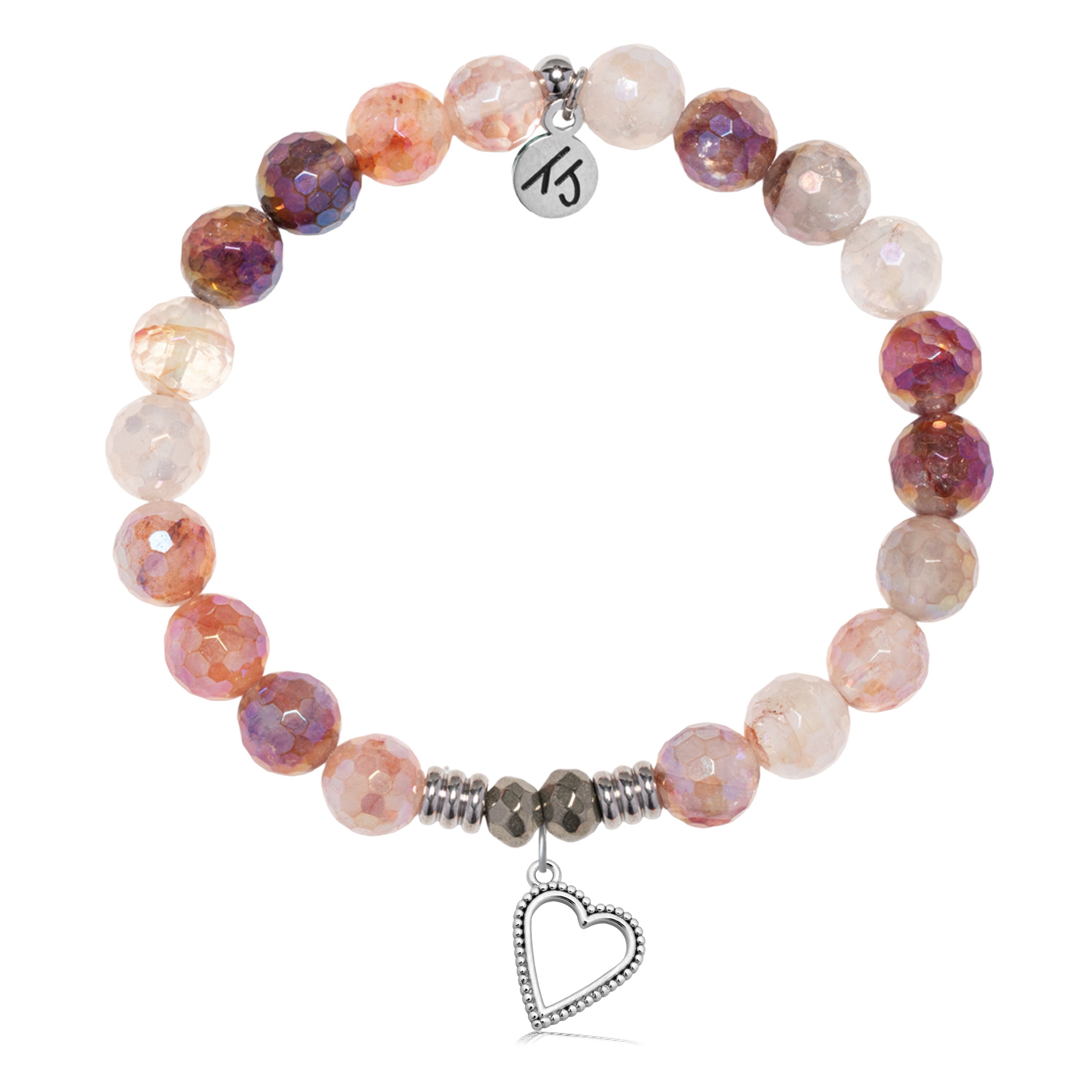 Strawberry Quartz Gemstone Bracelet with Everlasting Love Sterling Silver Charm