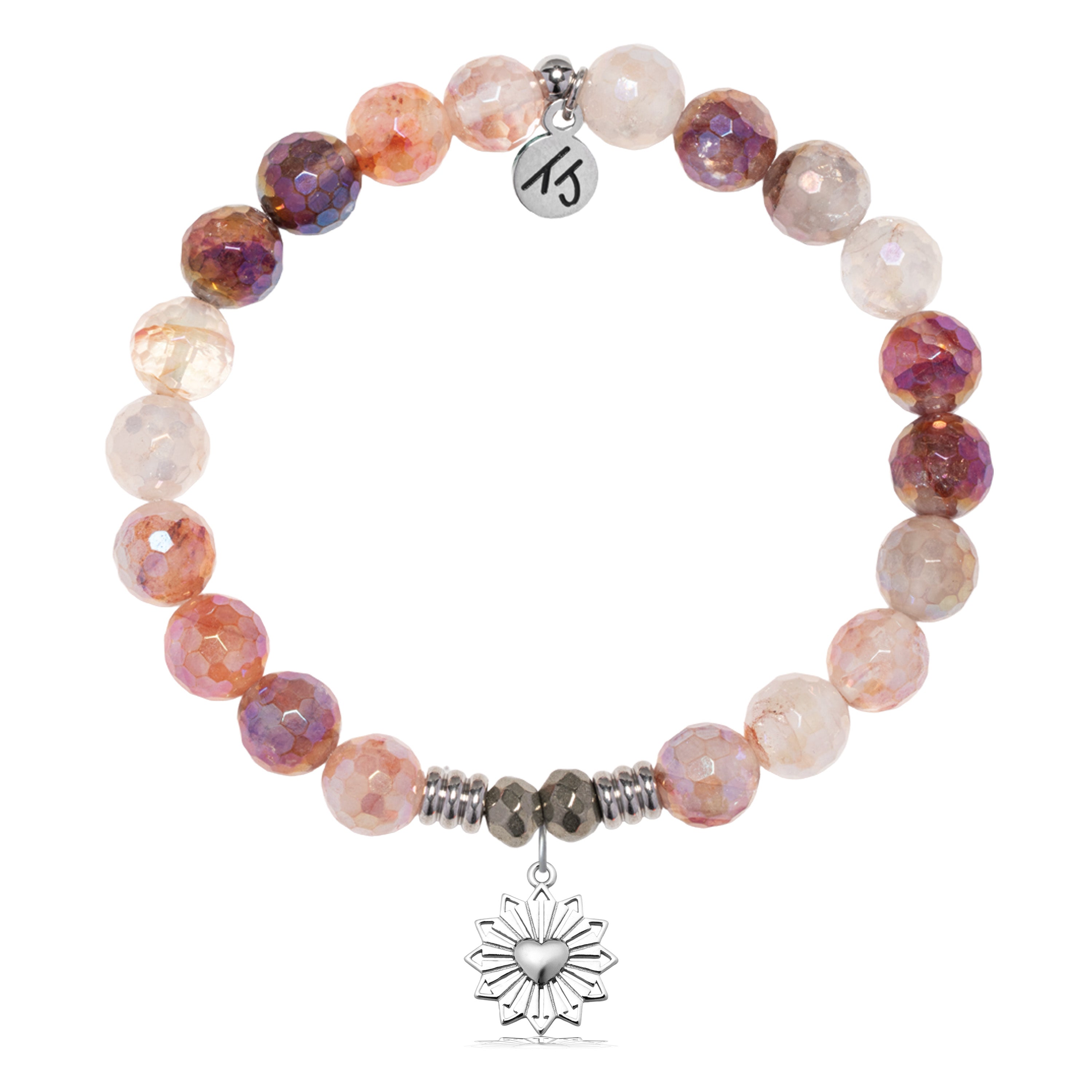 Strawberry Quartz Gemstone Bracelet with Follow Your Heart Sterling Silver Charm