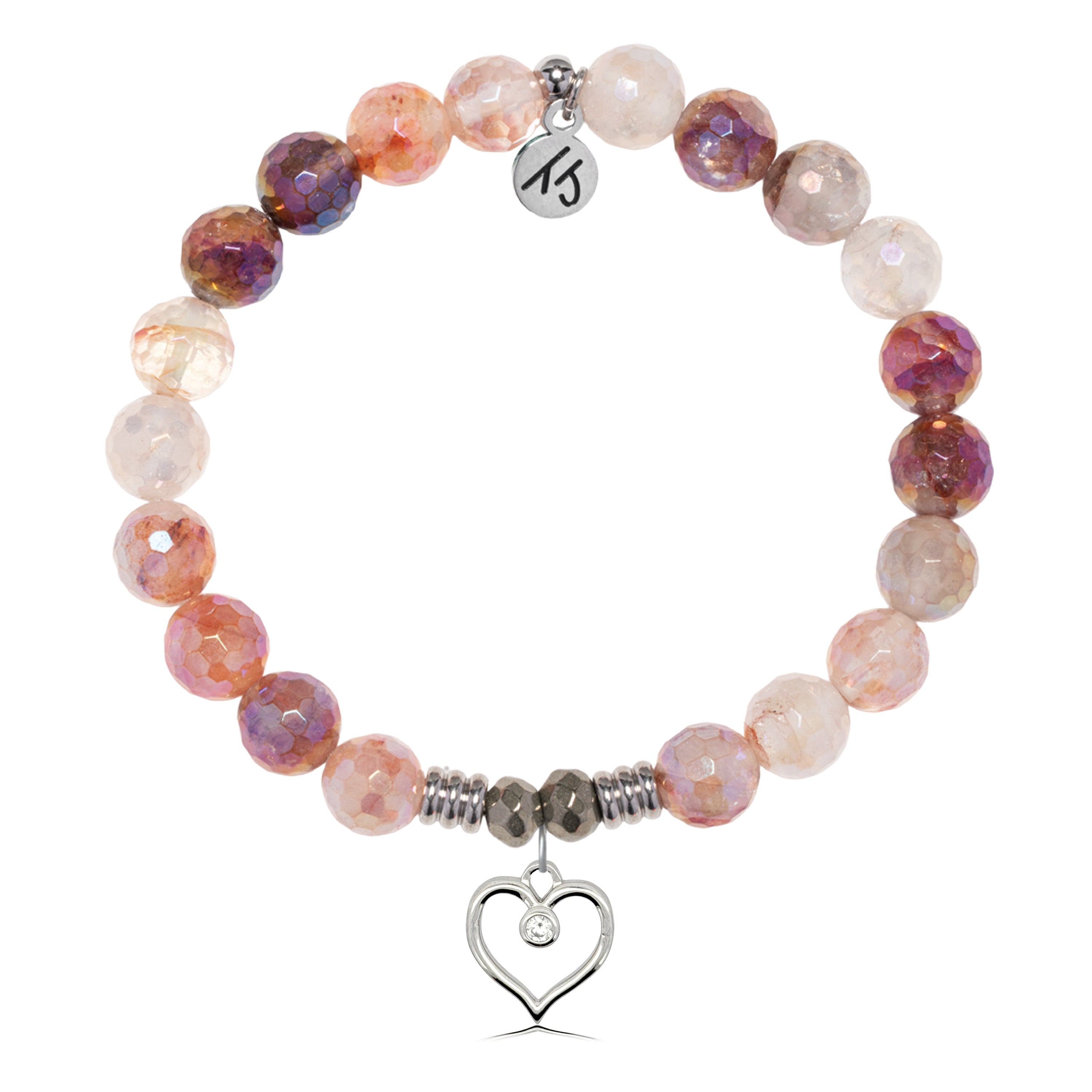 Strawberry Quartz Gemstone Bracelet with Love Within Sterling Silver Charm