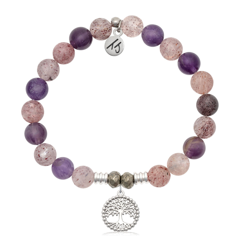 Super 7 Gemstone Bracelet with Family Tree Sterling Silver Charm