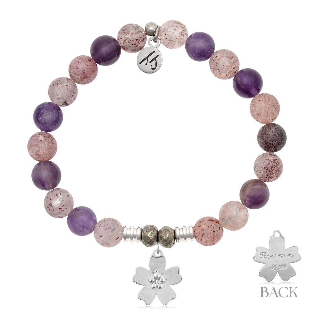 Super 7 Gemstone Bracelet with Forget Me Not Sterling Silver Charm