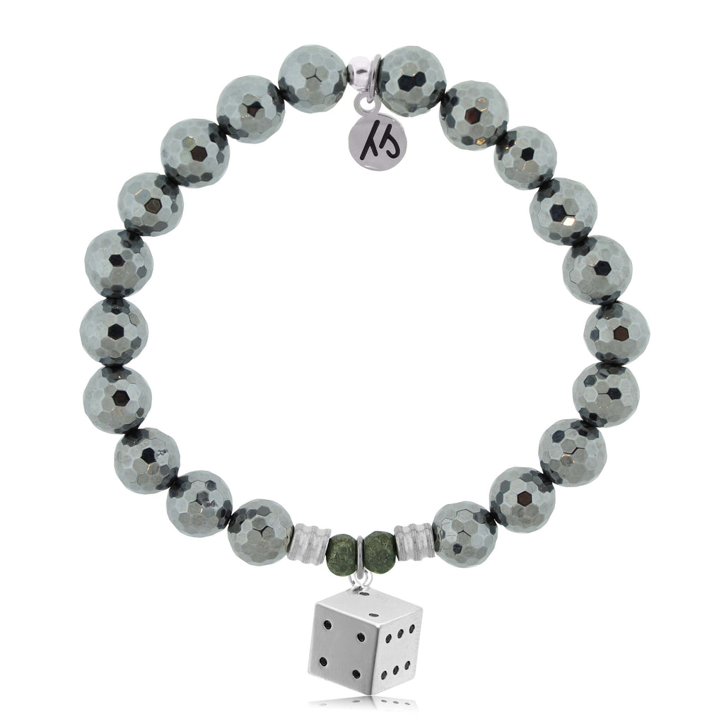 Terahertz Gemstone Bracelet with Lucky Dice Sterling Silver Charm