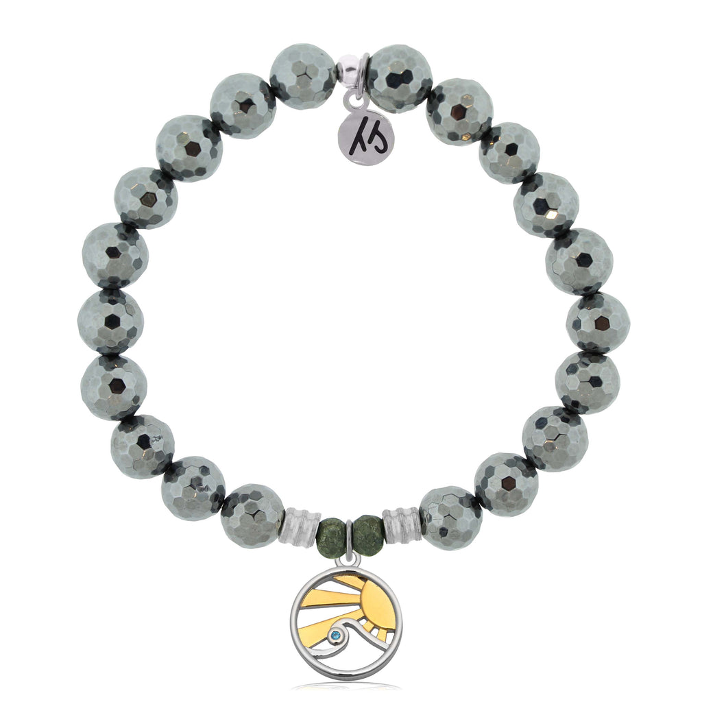 Terahertz Gemstone Bracelet with Rising Sun Sterling Silver Charm
