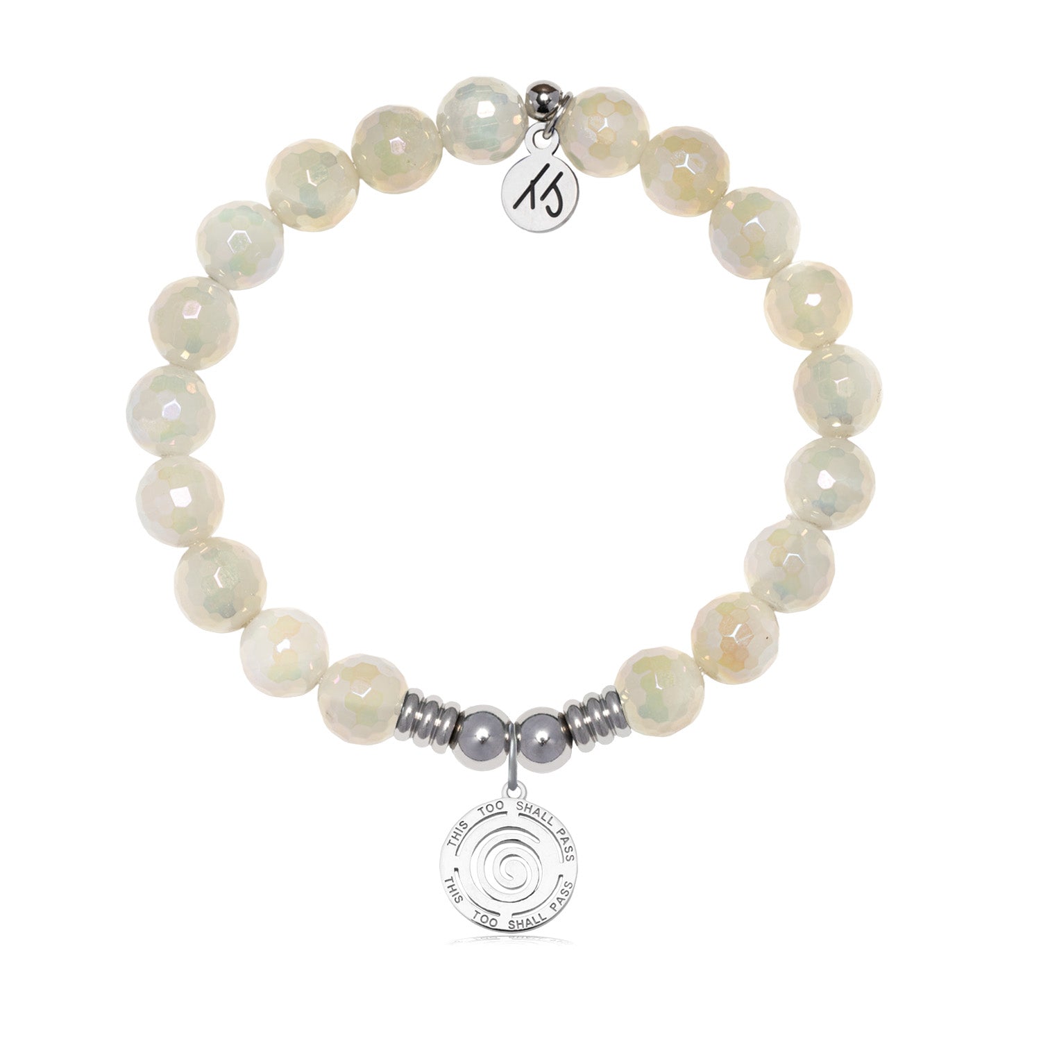 This Too Shall Pass Charm with Moonstone Gemstone Bracelet