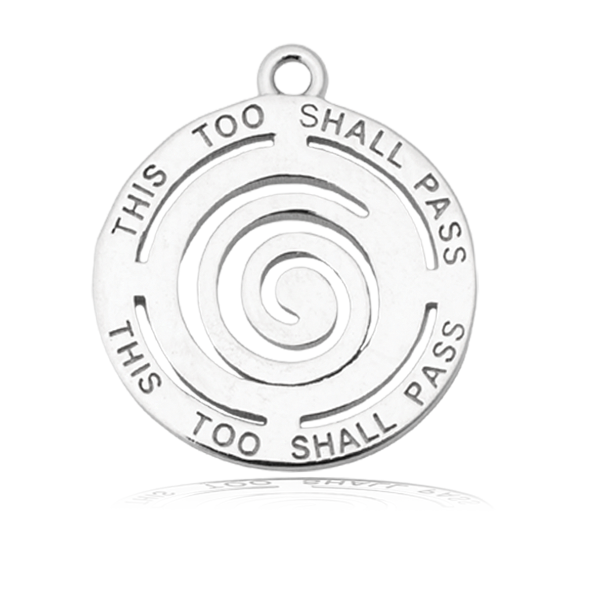 This Too Shall Pass Charm with White Natural Agate Gemstone Bracelet