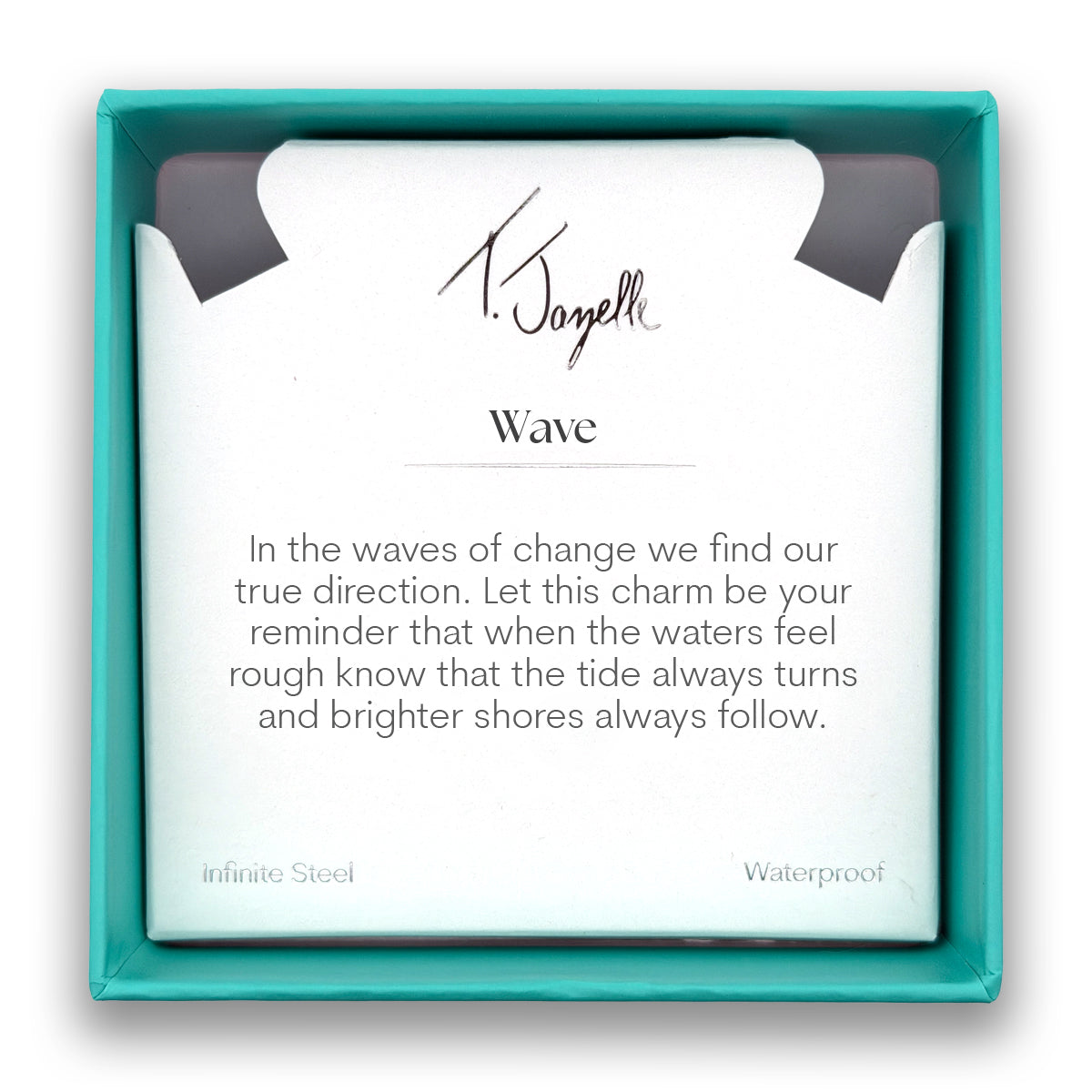 Wave Cutout Charm with Teal White Jade Gemstone Bracelet