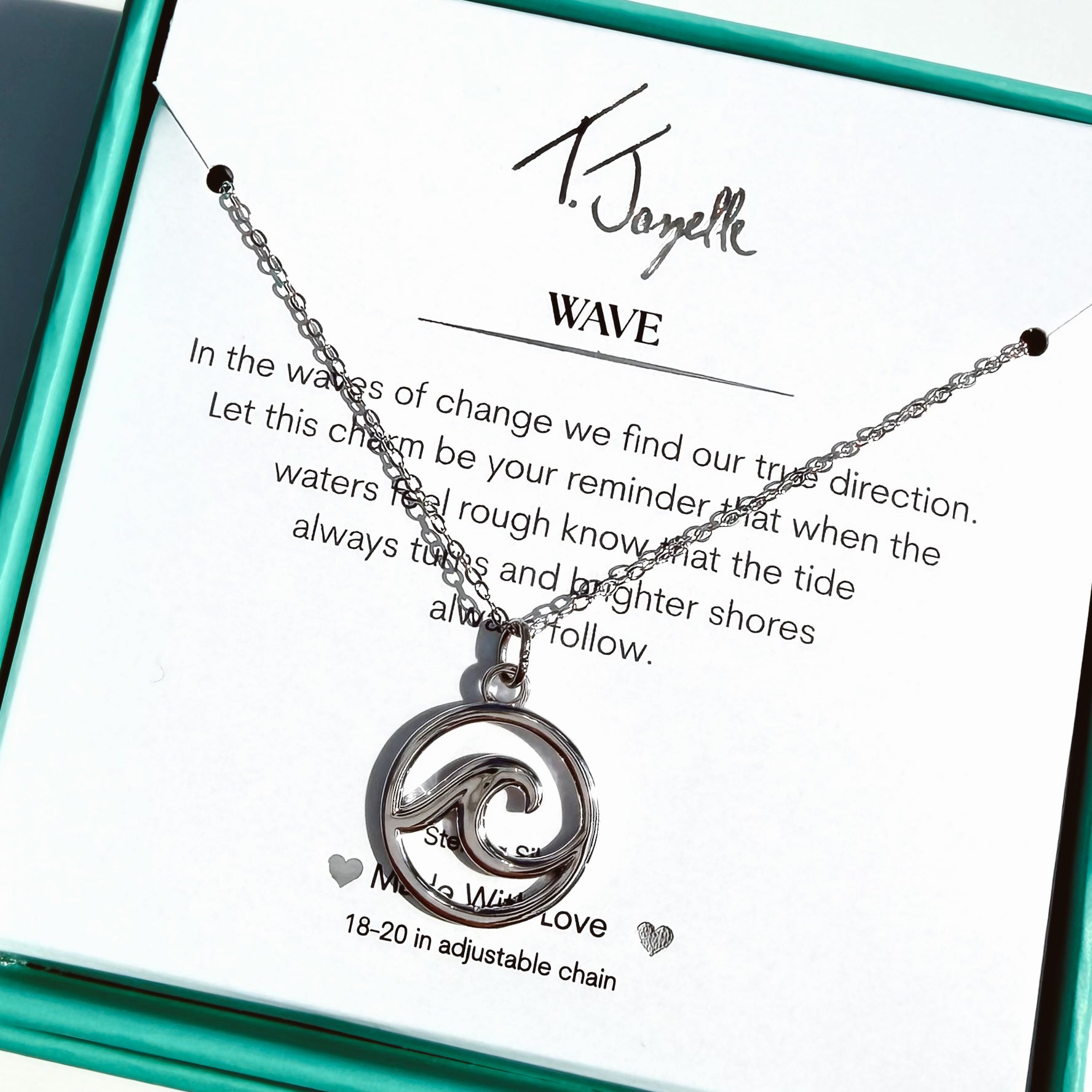 Wave Cutout Sterling Silver Charm Necklace