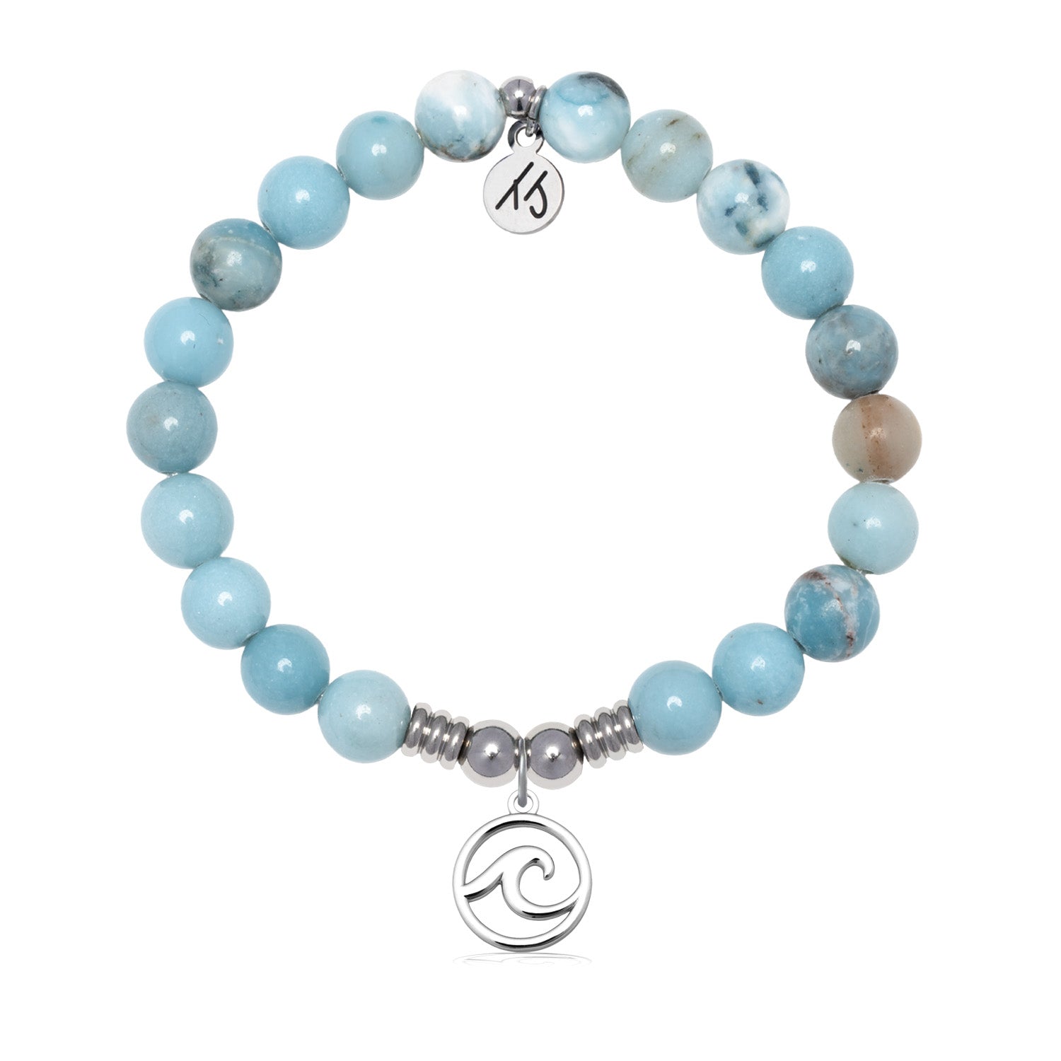 Wave Cutout with Larimar Jasper Gemstone Bracelet