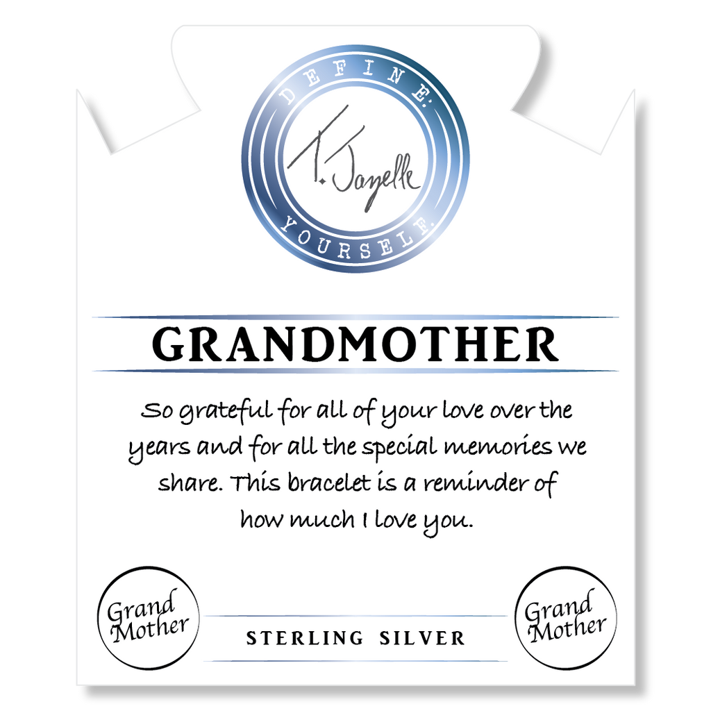 White Moonstone Gemstone Bracelet with Grandmother Sterling Silver Charm