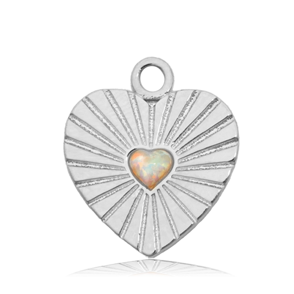 White Moonstone Gemstone Bracelet with Heart Sterling Silver Charm