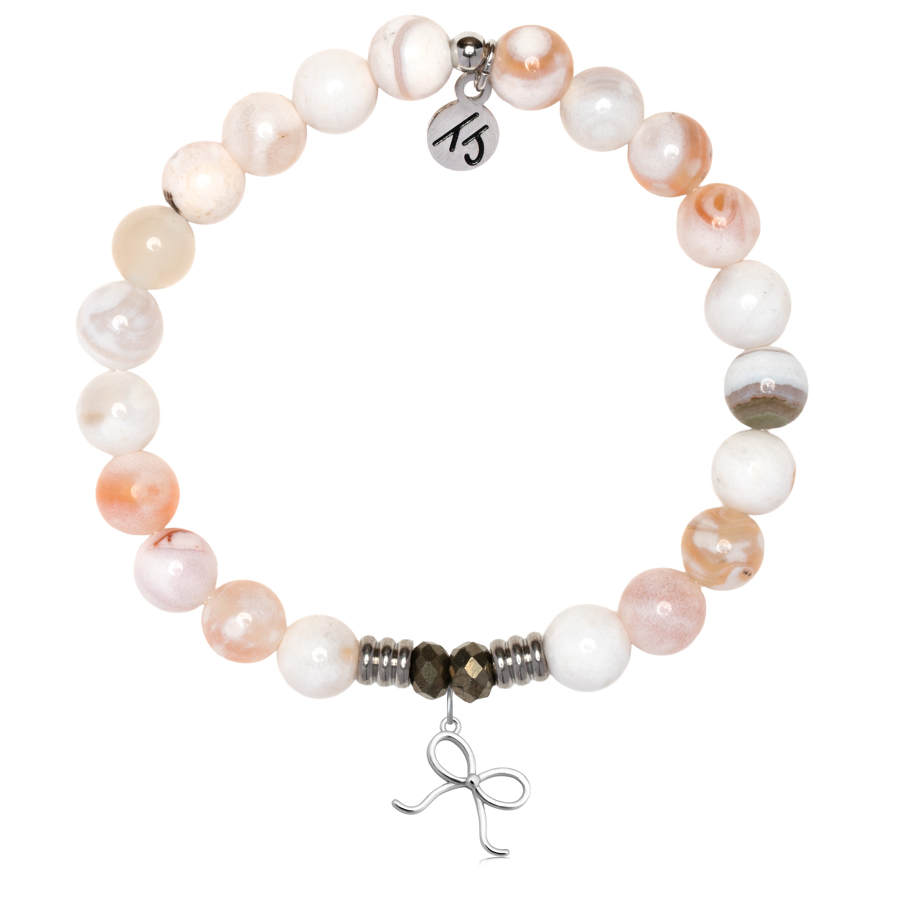 White Natural Agate Gemstone Bracelet with You Are A Gift Sterling Silver Charm