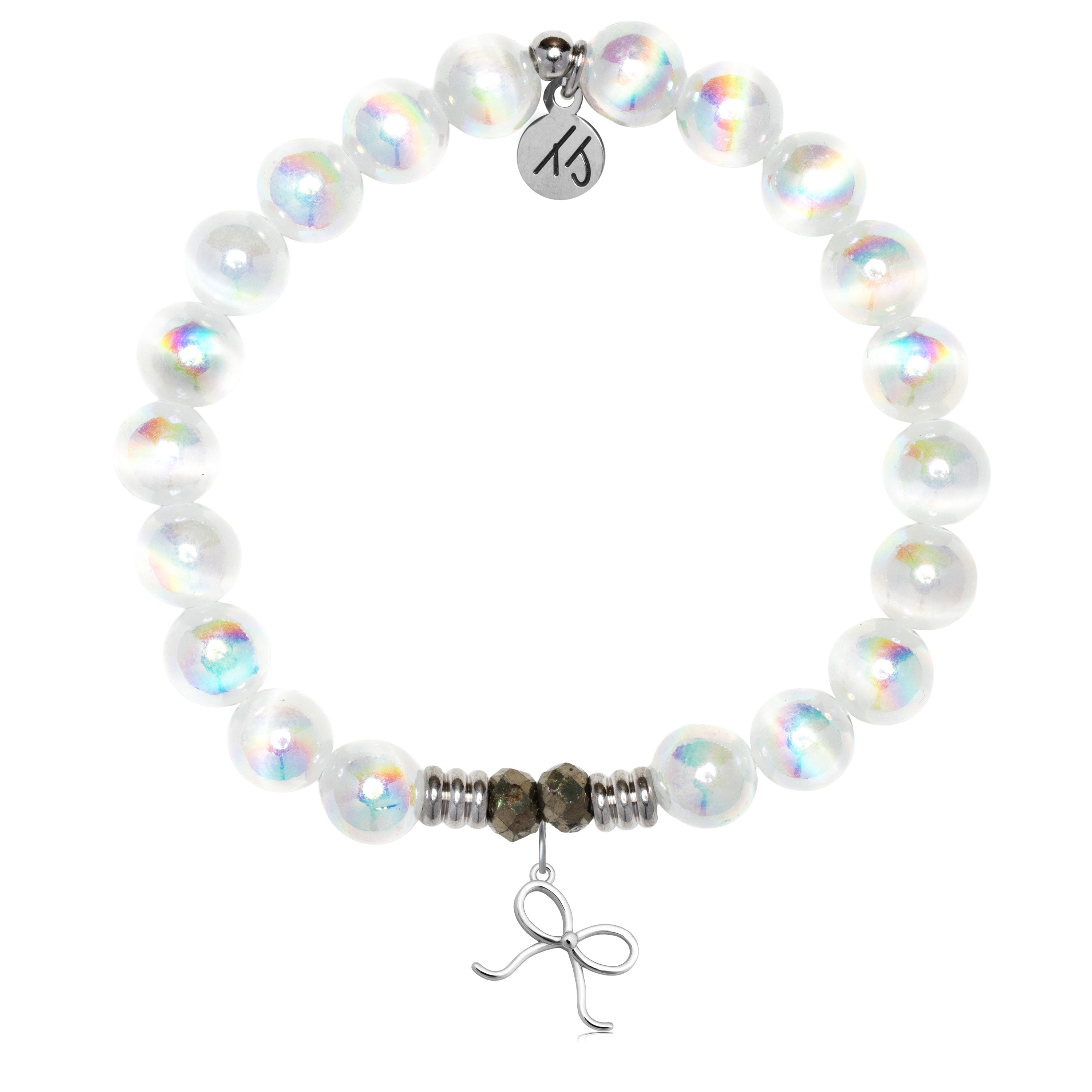 White Selenite Gemstone Bracelet with You Are A Gift Sterling Silver Charm