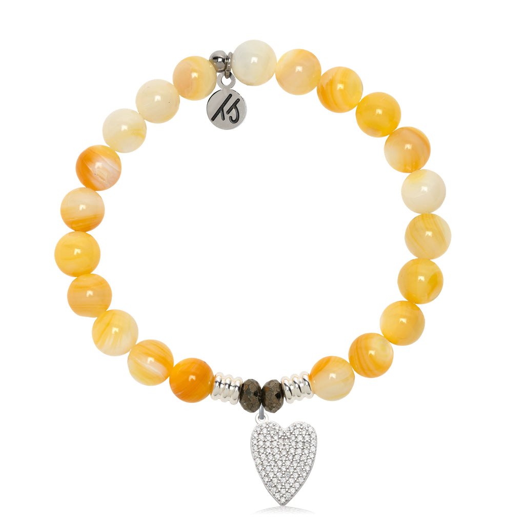 Yellow Shell Gemstone Bracelet with You are Loved Sterling Silver Charm