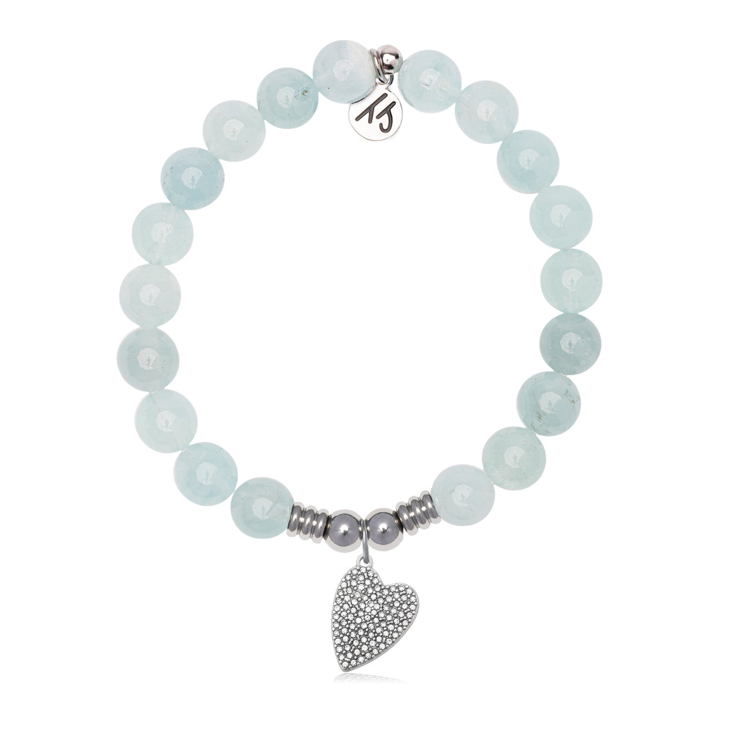 You are Loved Charm with Blue Aquamarine Jade Gemstone Bracelet