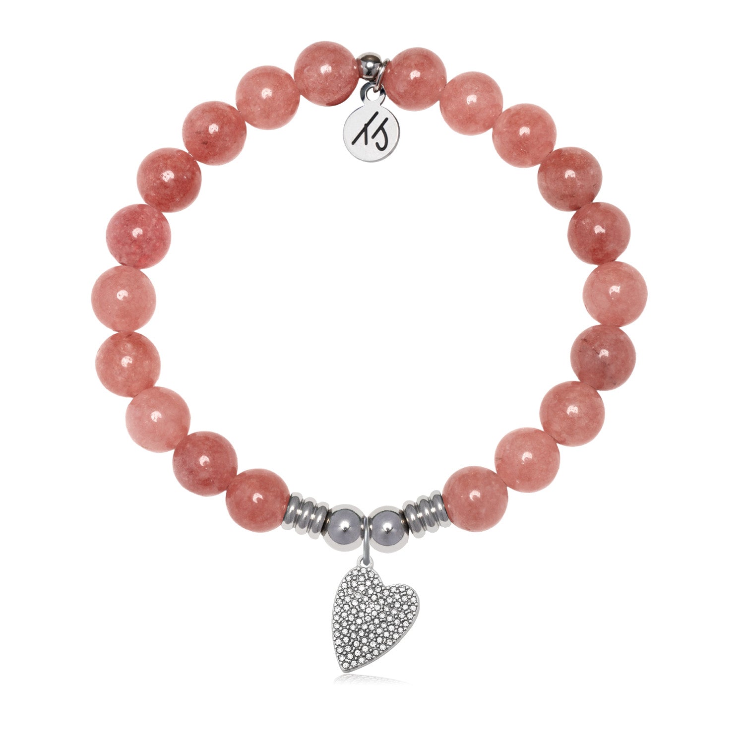 You are Loved Charm with Strawberry Jade Gemstone Bracelet