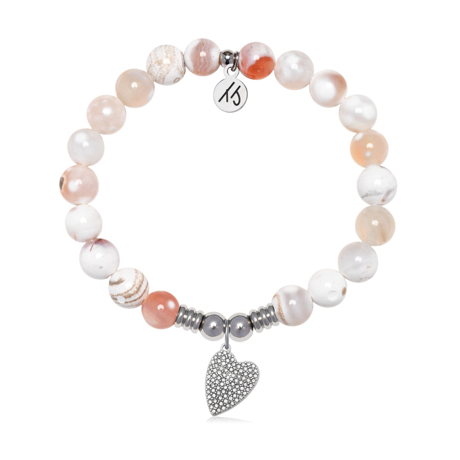 You are Loved Charm with White Natural Agate Gemstone Bracelet