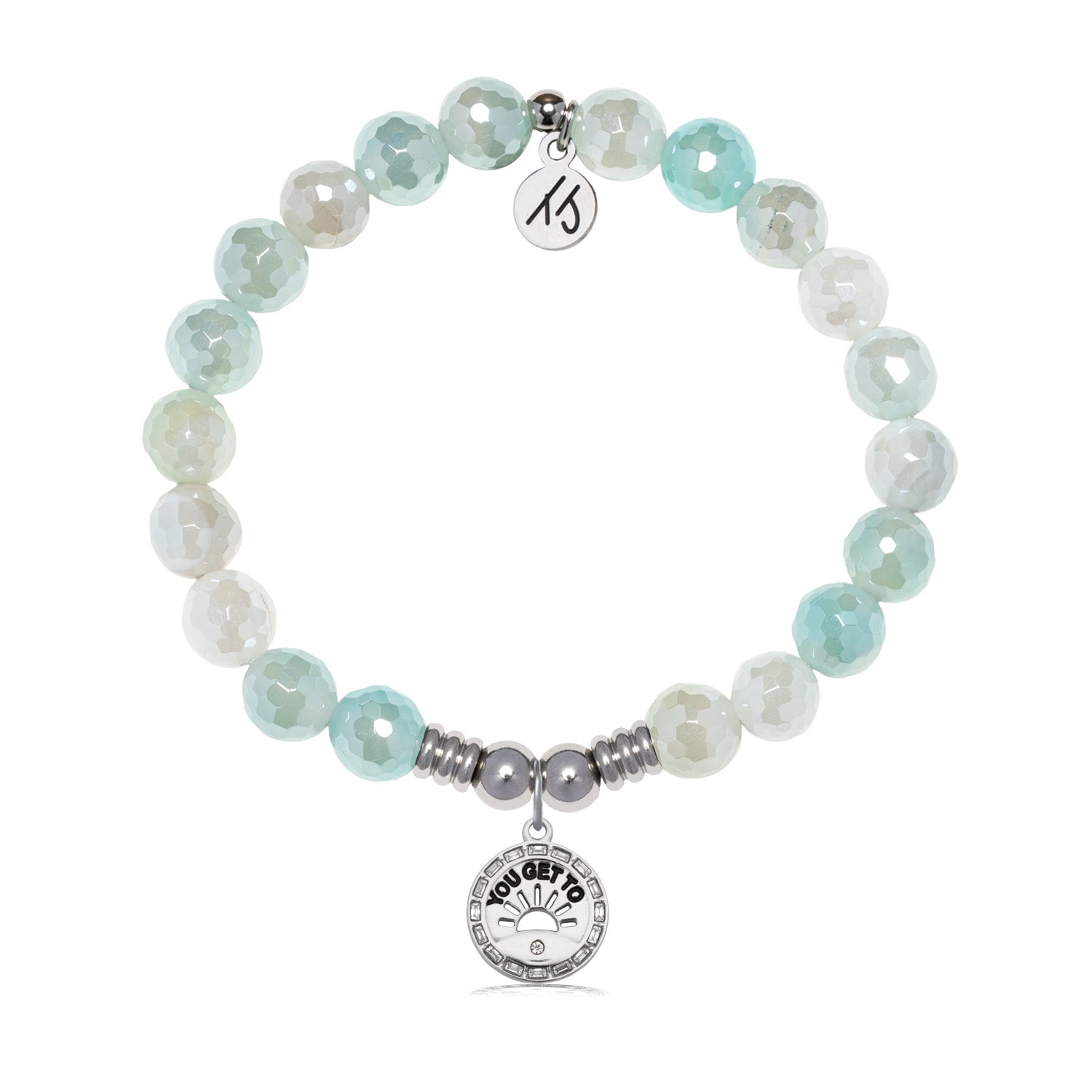 You Get To Charm with Aqua Agate Gemstone Bracelet