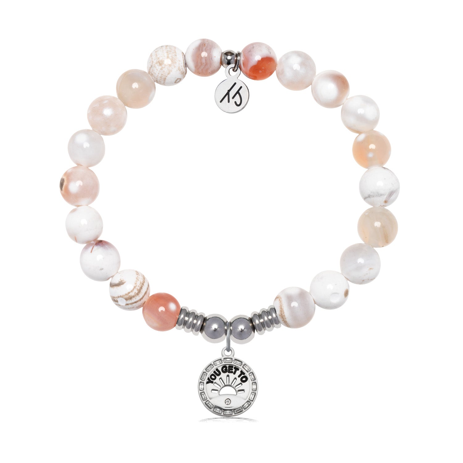 You Get To Charm with White Natural Agate Gemstone Bracelet