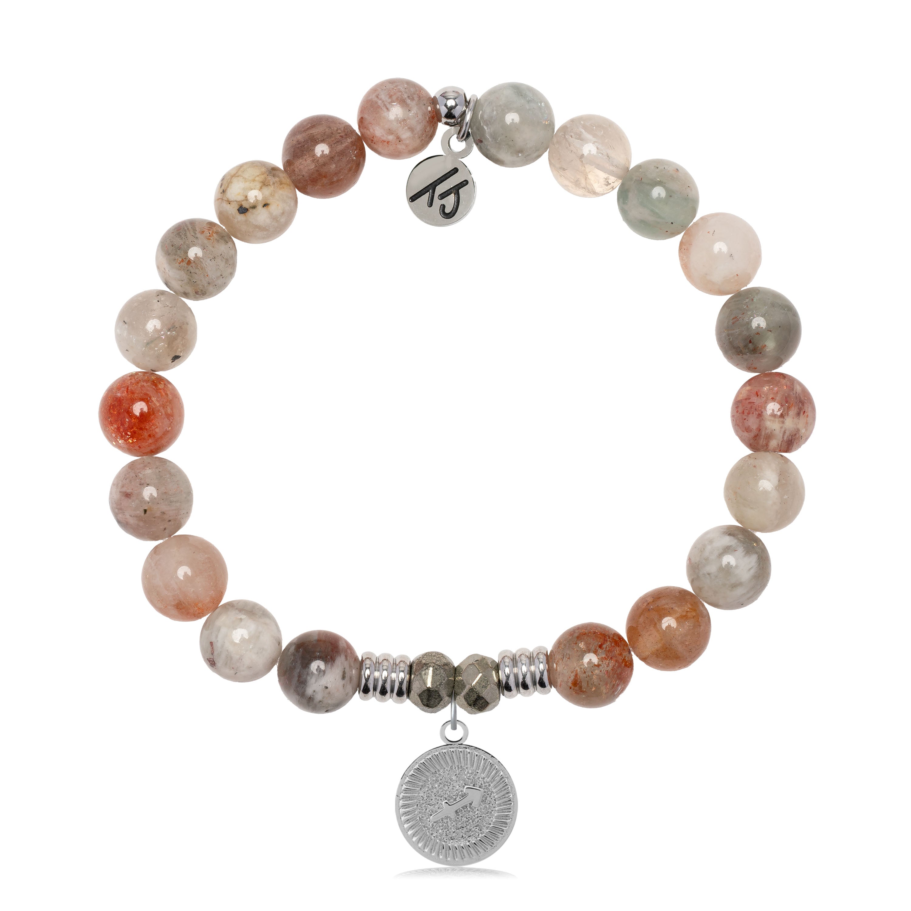 Zodiac Collection: Arusha Agate Gemstone Bracelet with Sagittarius Sterling Silver Charm
