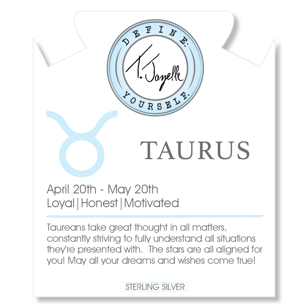 Zodiac Collection: Arusha Agate Gemstone Bracelet with Taurus Sterling Silver Charm