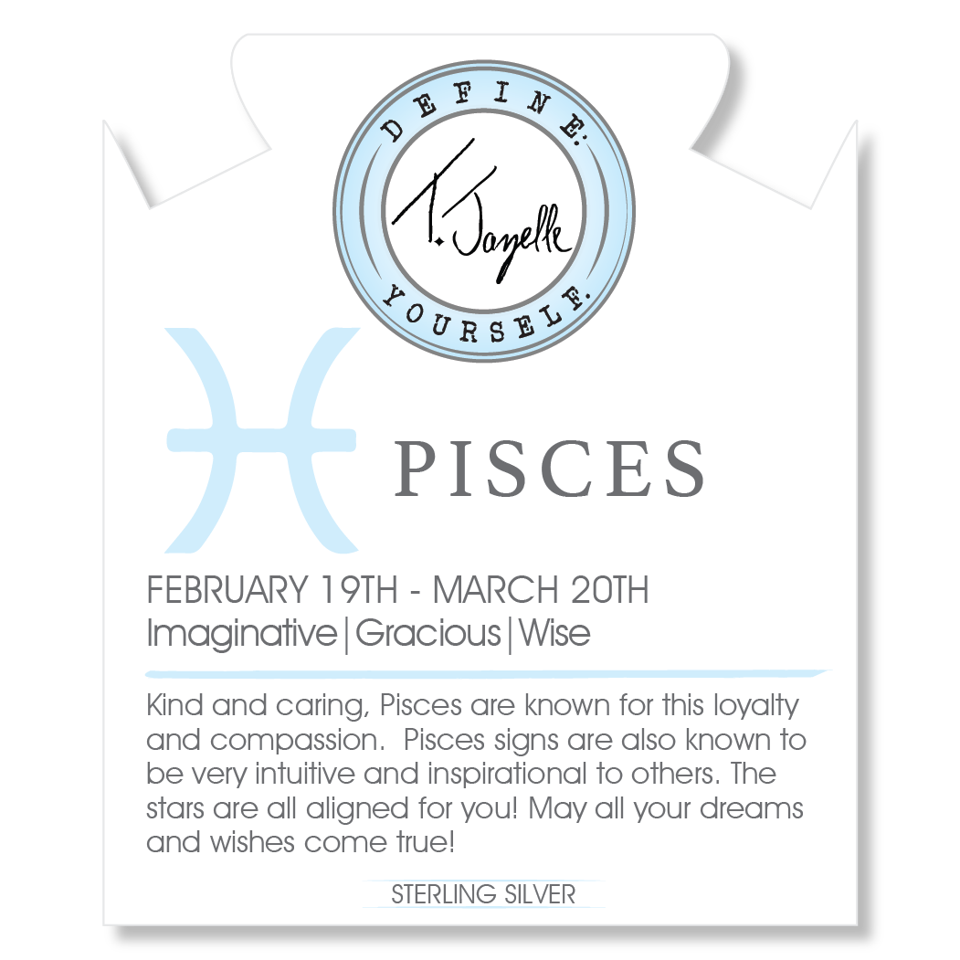 Zodiac Collection: Green Shell Gemstone Bracelet with Pisces Sterling Silver Charm