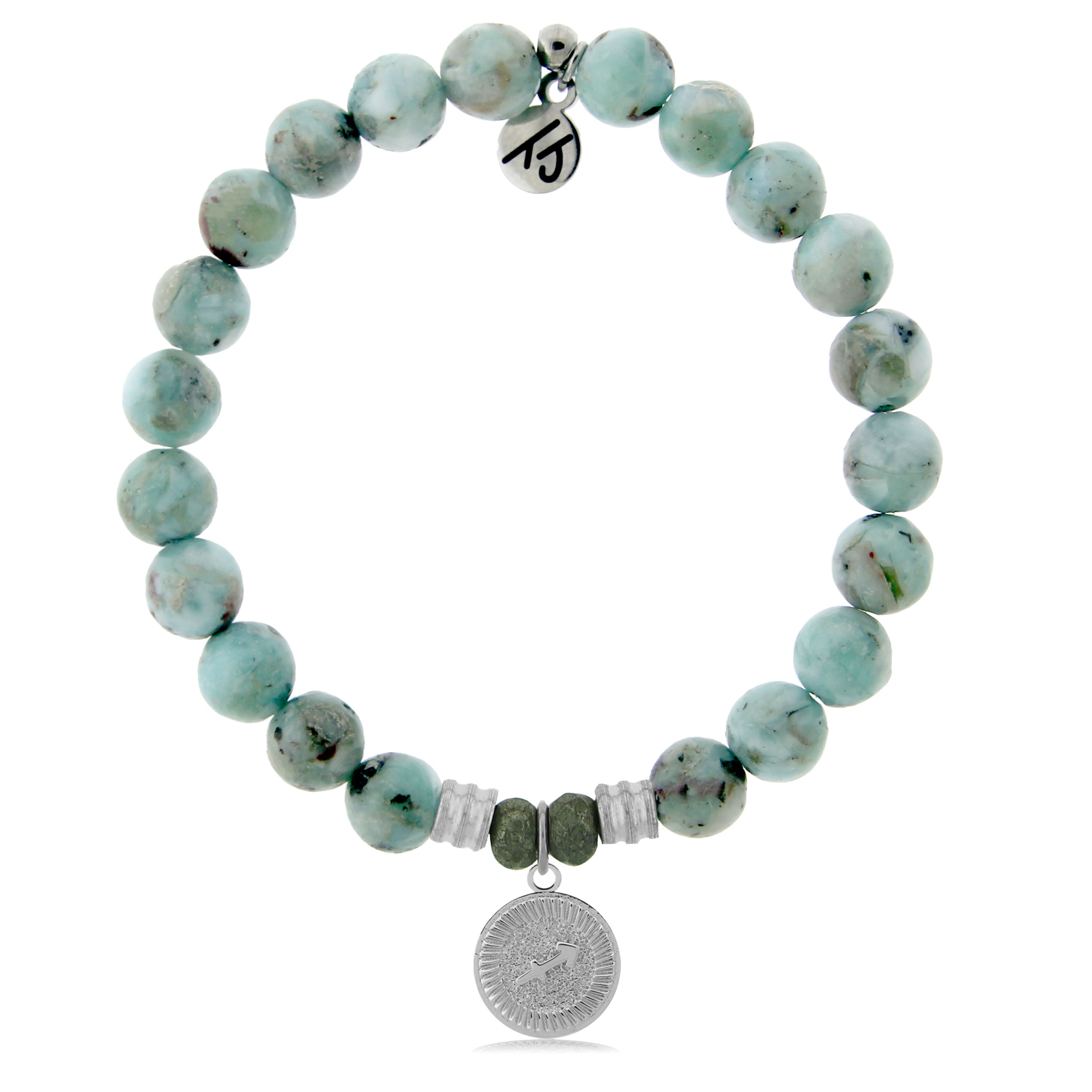 Zodiac Collection: Larimar Gemstone Bracelet with Sagittarius Sterling Silver Charm