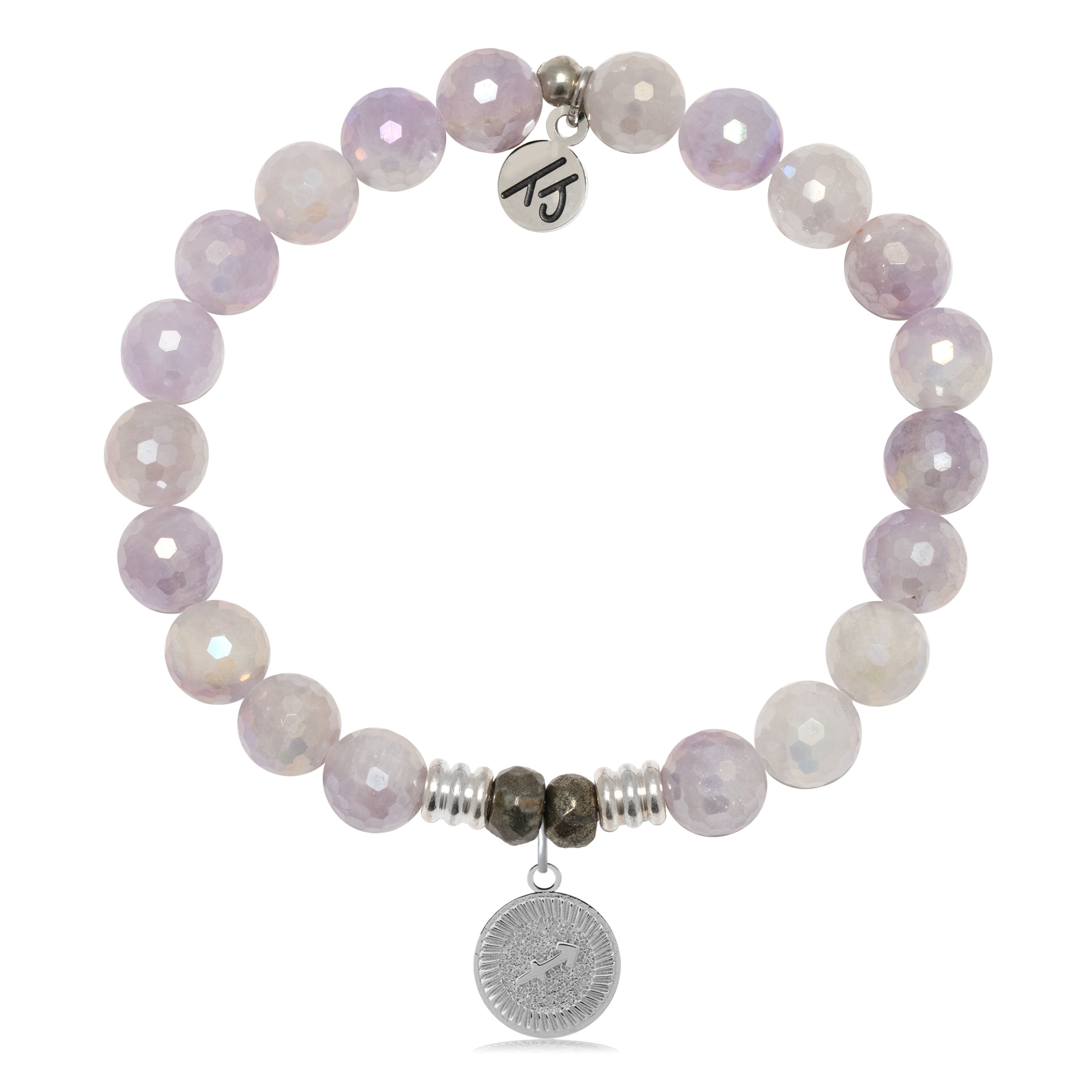 Zodiac Collection: Mauve Jade Gemstone Bracelet with Sagittarius Sterling Silver Charm