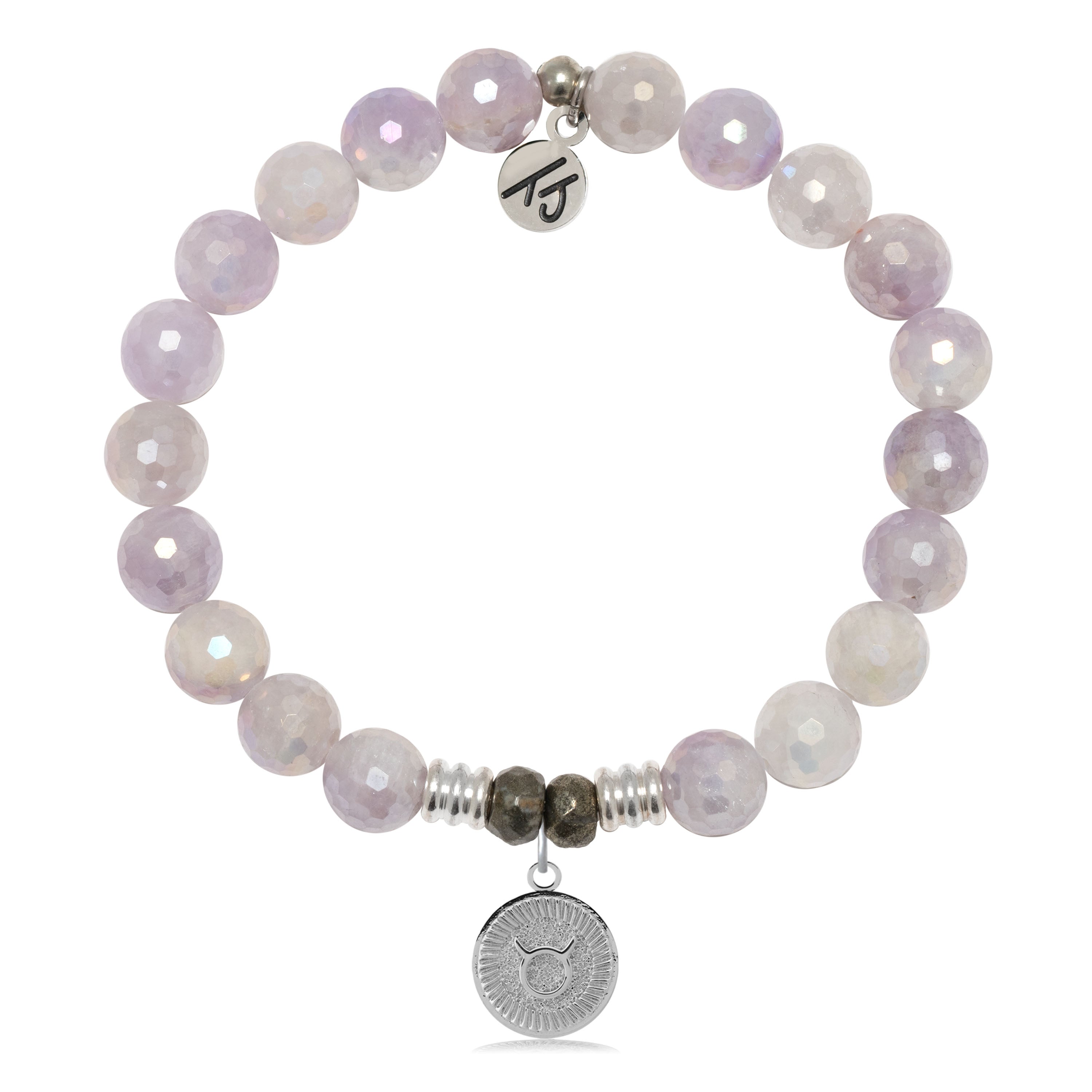 Zodiac Collection: Mauve Jade Gemstone Bracelet with Taurus Sterling Silver Charm