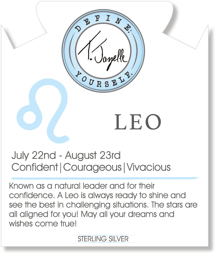 Zodiac Collection: Purple Blue Jasper Gemstone Bracelet with Leo Sterling Silver Charm