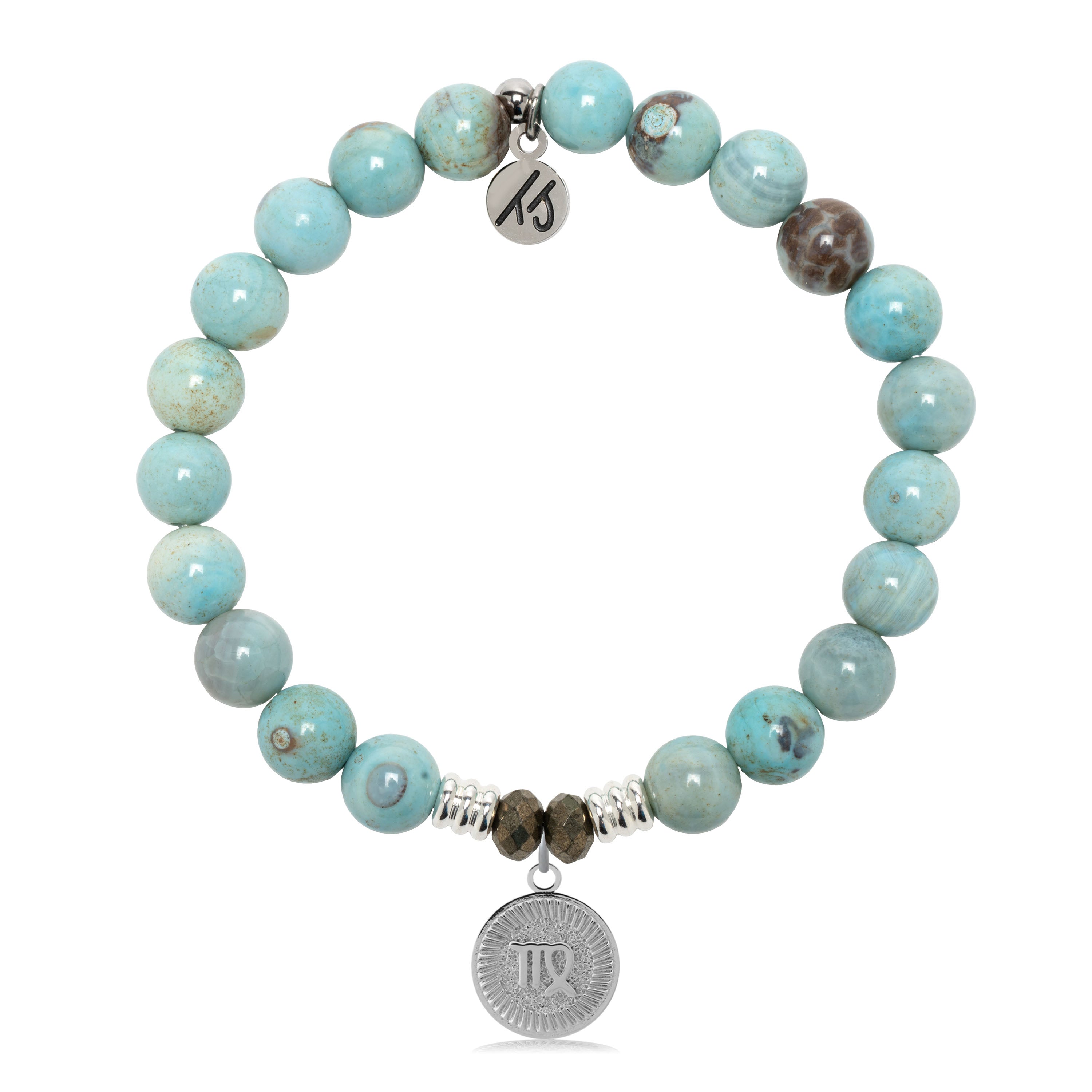 Zodiac Collection: Robins Egg Agate Gemstone Bracelet with Virgo Sterling Silver Charm