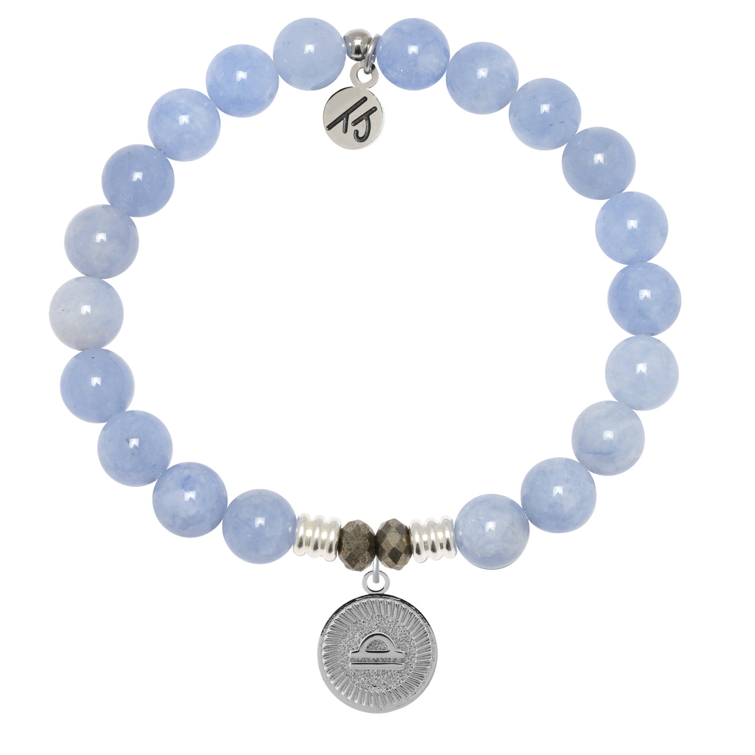 Zodiac Collection: Sky Blue Jade Gemstone Bracelet with Libra Sterling Silver Charm