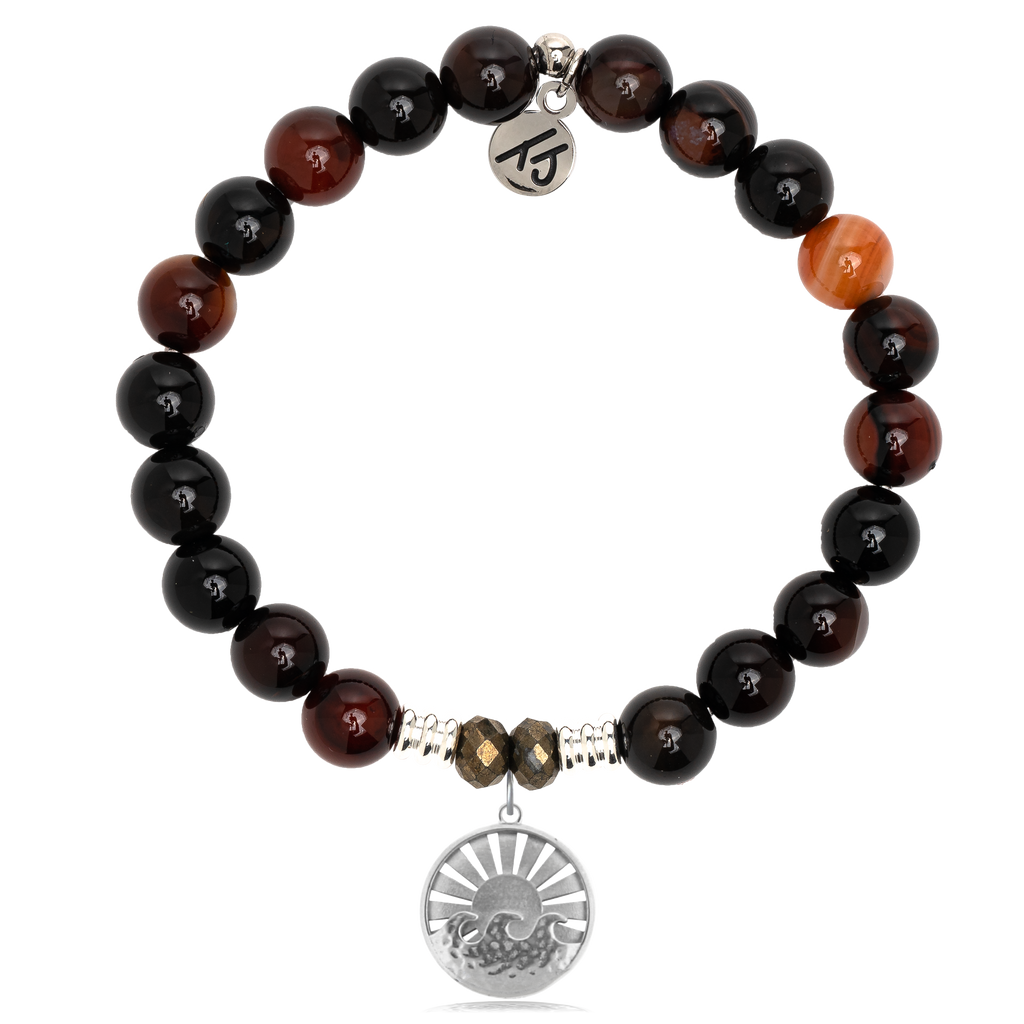Sardonyx Stone Bracelet with Go with the Waves Sterling Silver Charm