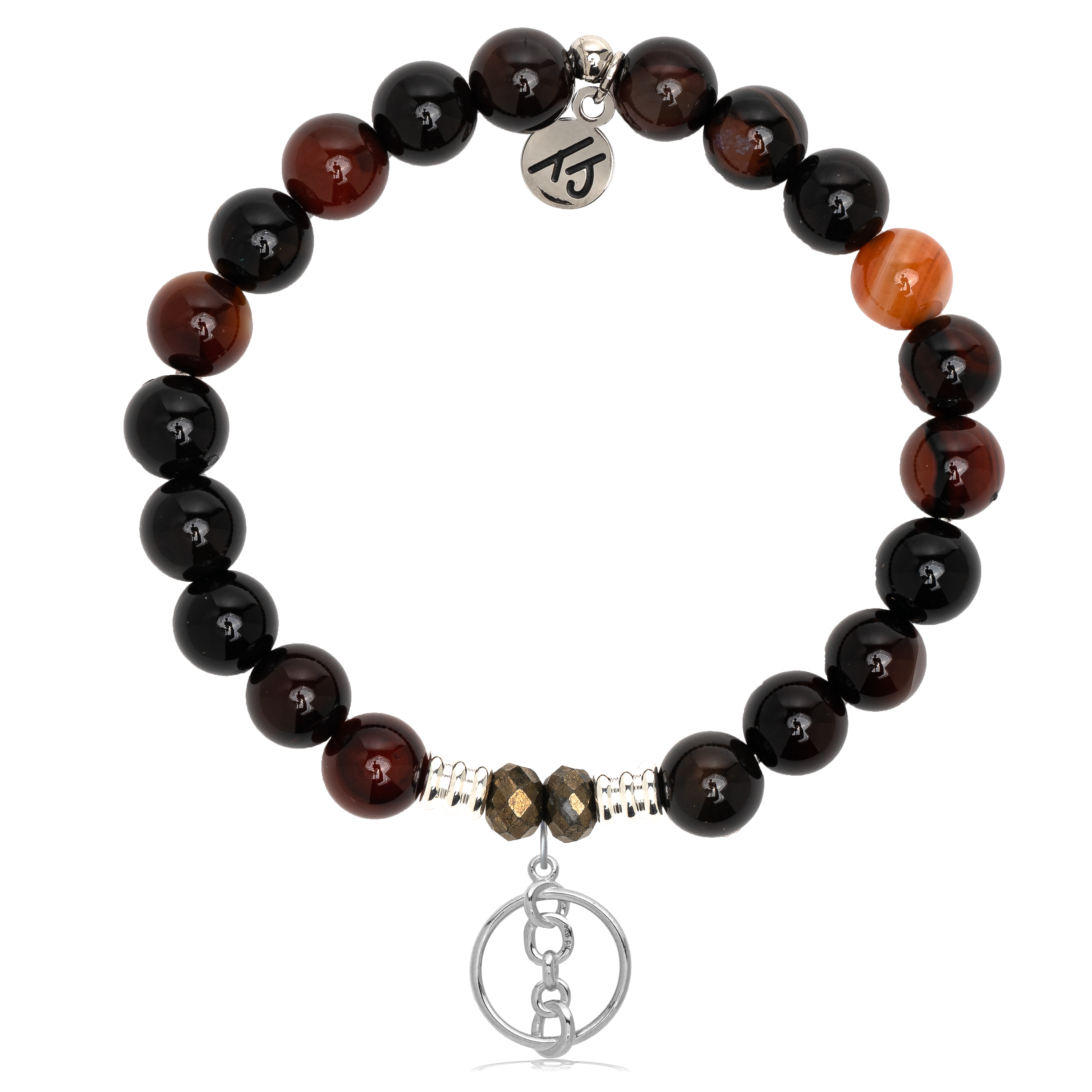 Sardonyx Stone Bracelet with Connection Sterling Silver Charm