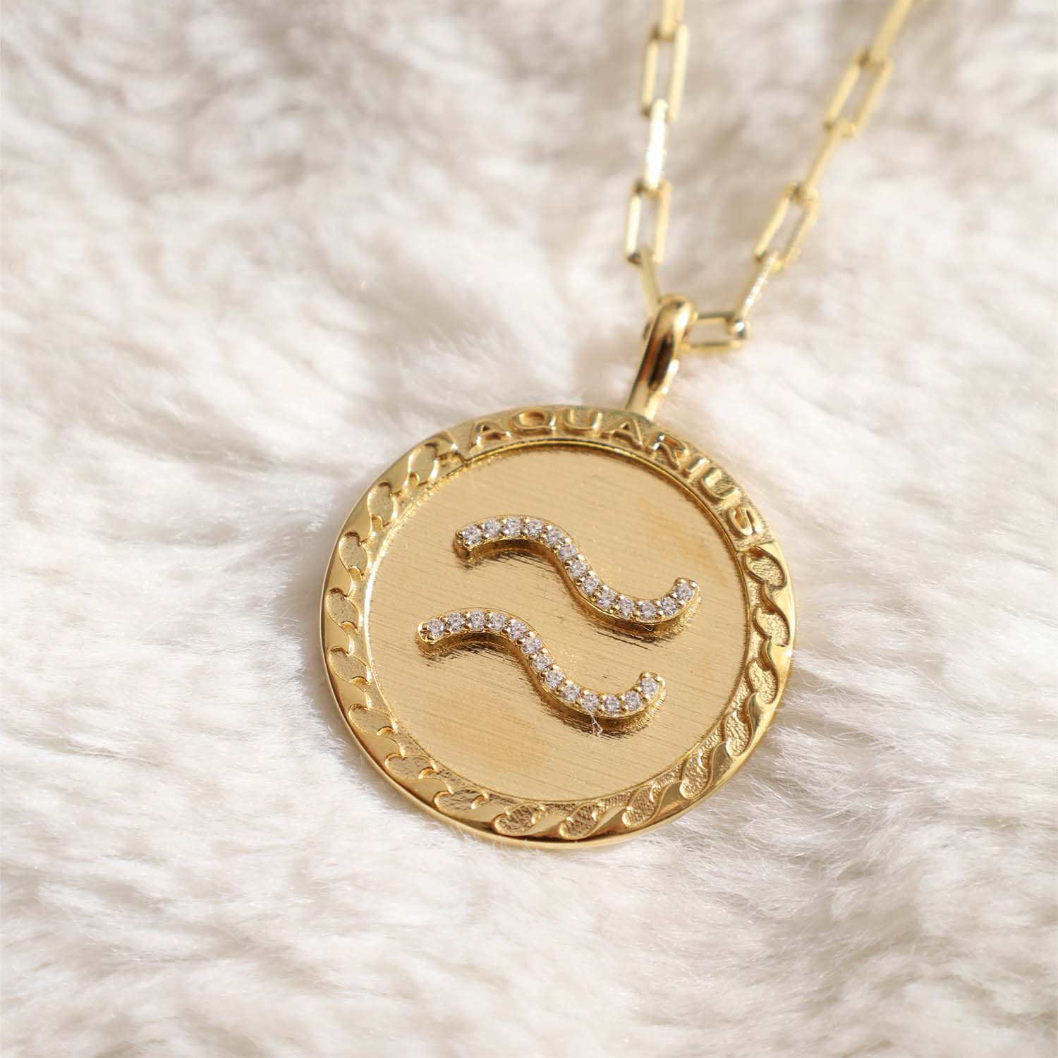 Aquarius Gold Vermeil Zodiac Necklace