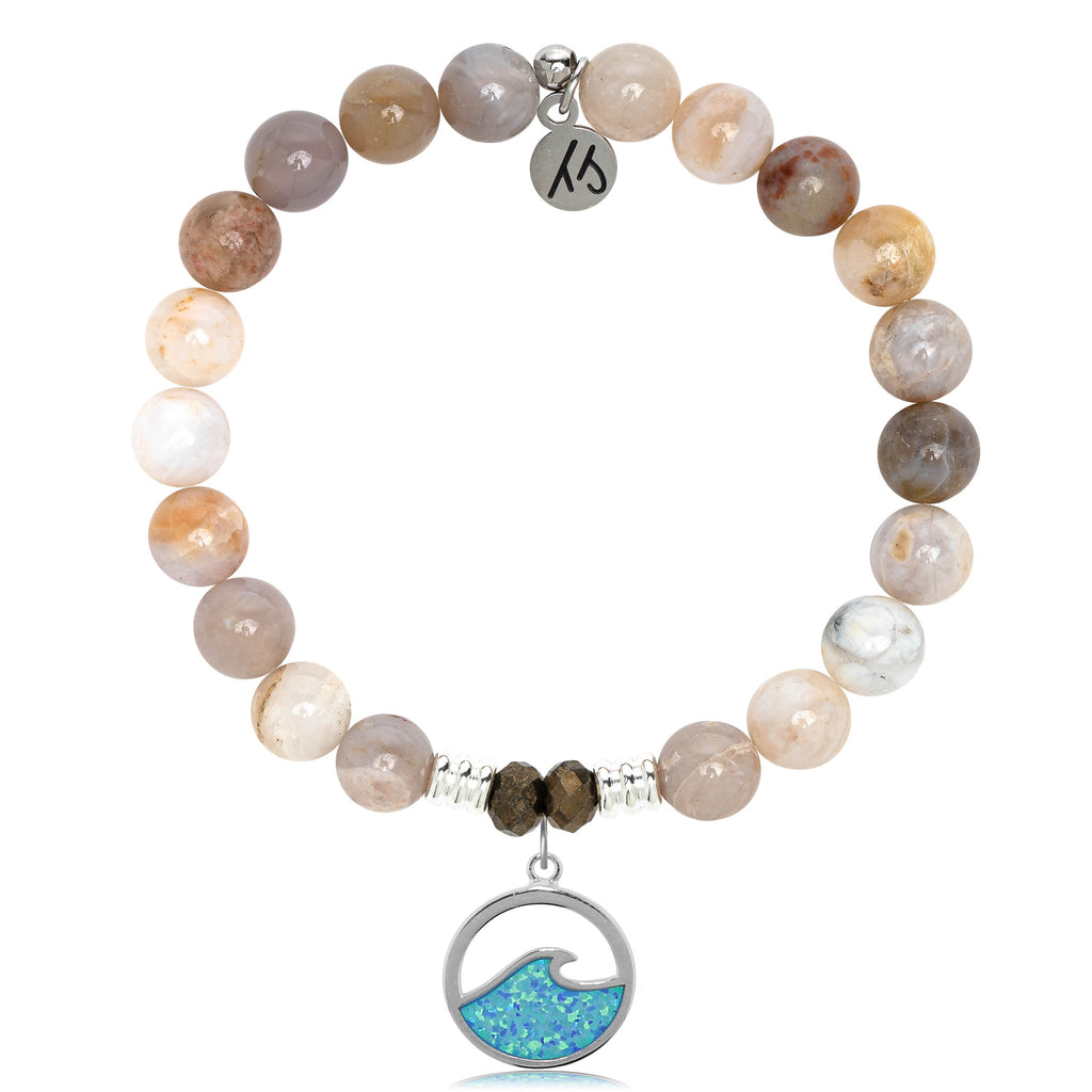 Australian Agate Stone Bracelet with Deep as the Ocean Sterling Silver Charm